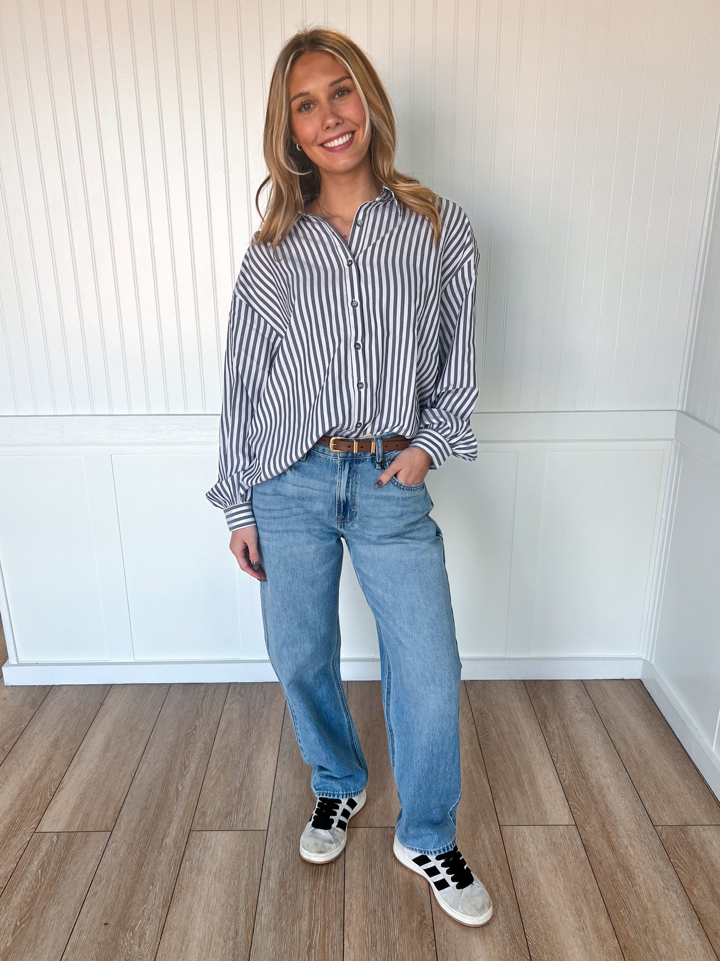 Nellie Striped Print Relaxed Fit Long Sleeve Shirt-mittoshop-Tops Collection-The Twisted Chandelier