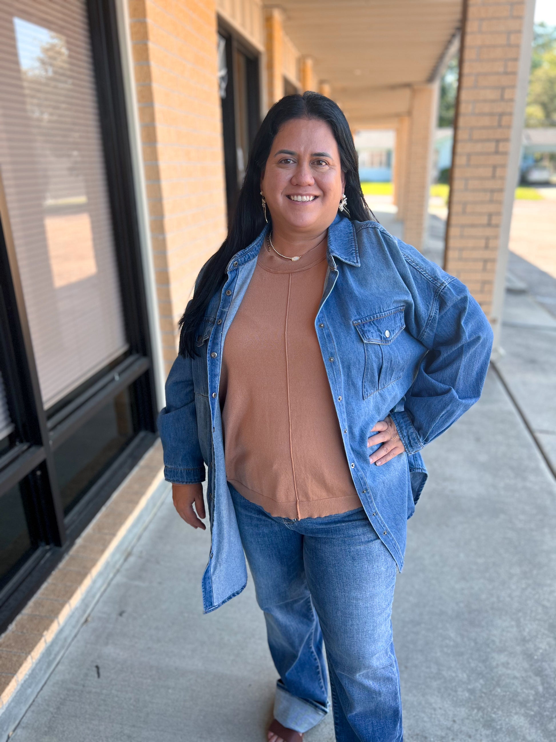 Jolie Ultra Lightweight Oversized Medium Wash Denim Shacket-Coats & Jackets-Risen Jeans-BIN A2,FD 04/02/25-The Twisted Chandelier