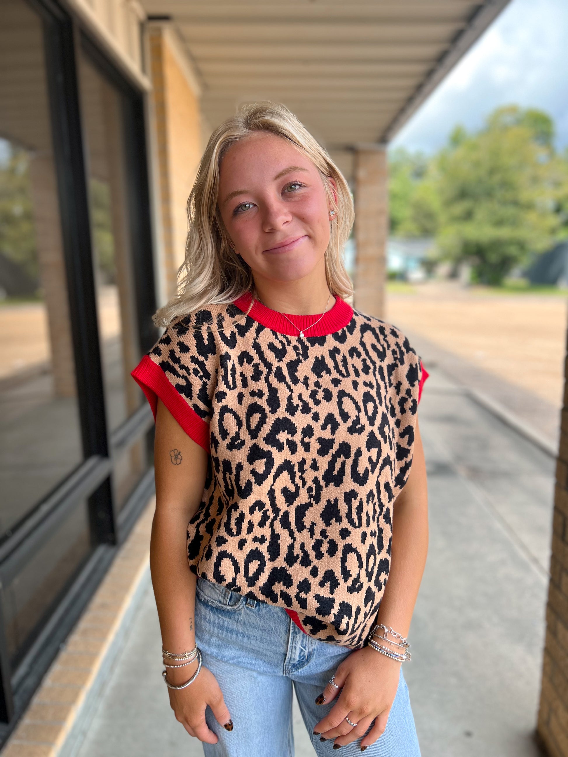 Sasha Leopard Print Sleeveless Knit Sweater Vest-TOPS-Sewn and Seen-Bin a1,FD 09/22/25,Tops Collection-The Twisted Chandelier