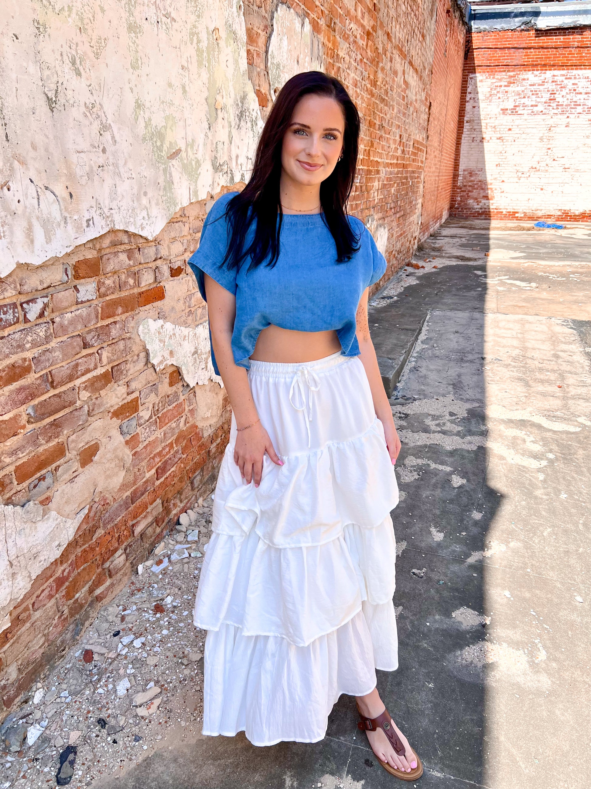 Alysha Bohemian Tiered Ruffled Flared Maxi Skirt With Elastic Band-in february-05/14/25,1st md,BIN D3,bottoms,Fd 03/25/25,OGP 58.99-The Twisted Chandelier