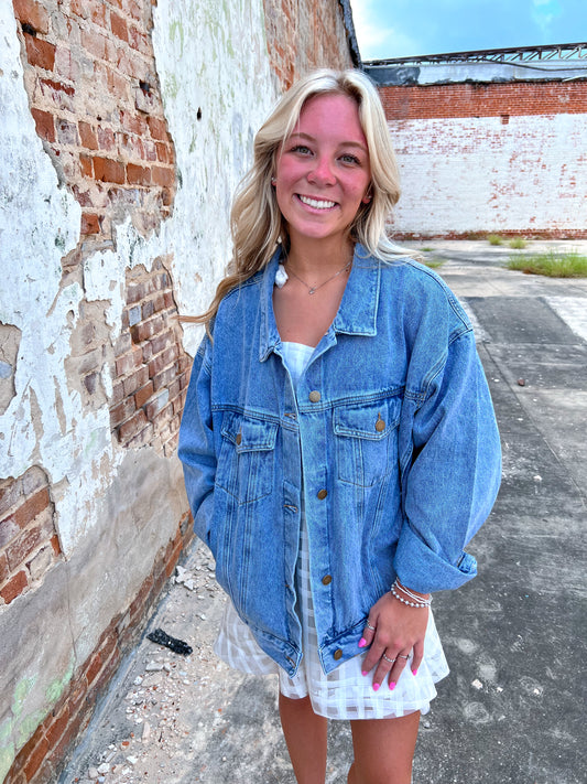 Oliver Boxy-Cut Denim Jacket-Jacket-Mono B-FD 09/03/24,not on the floor only in totes,Winter Tote T4-The Twisted Chandelier