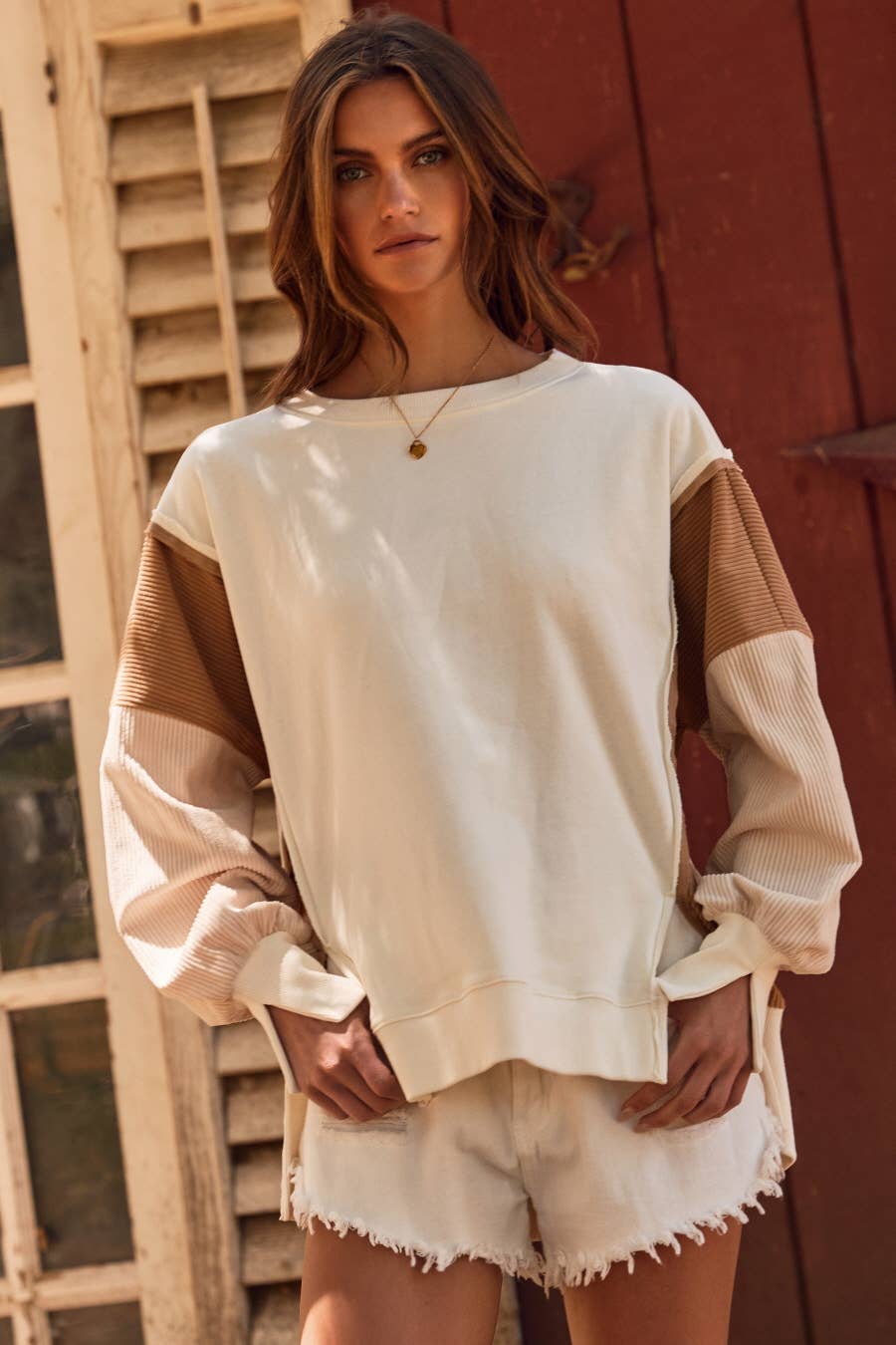 Tate Color Block Oversized Pullover - Plus-Oddi-FD 10/28/25,Tops Collection-The Twisted Chandelier