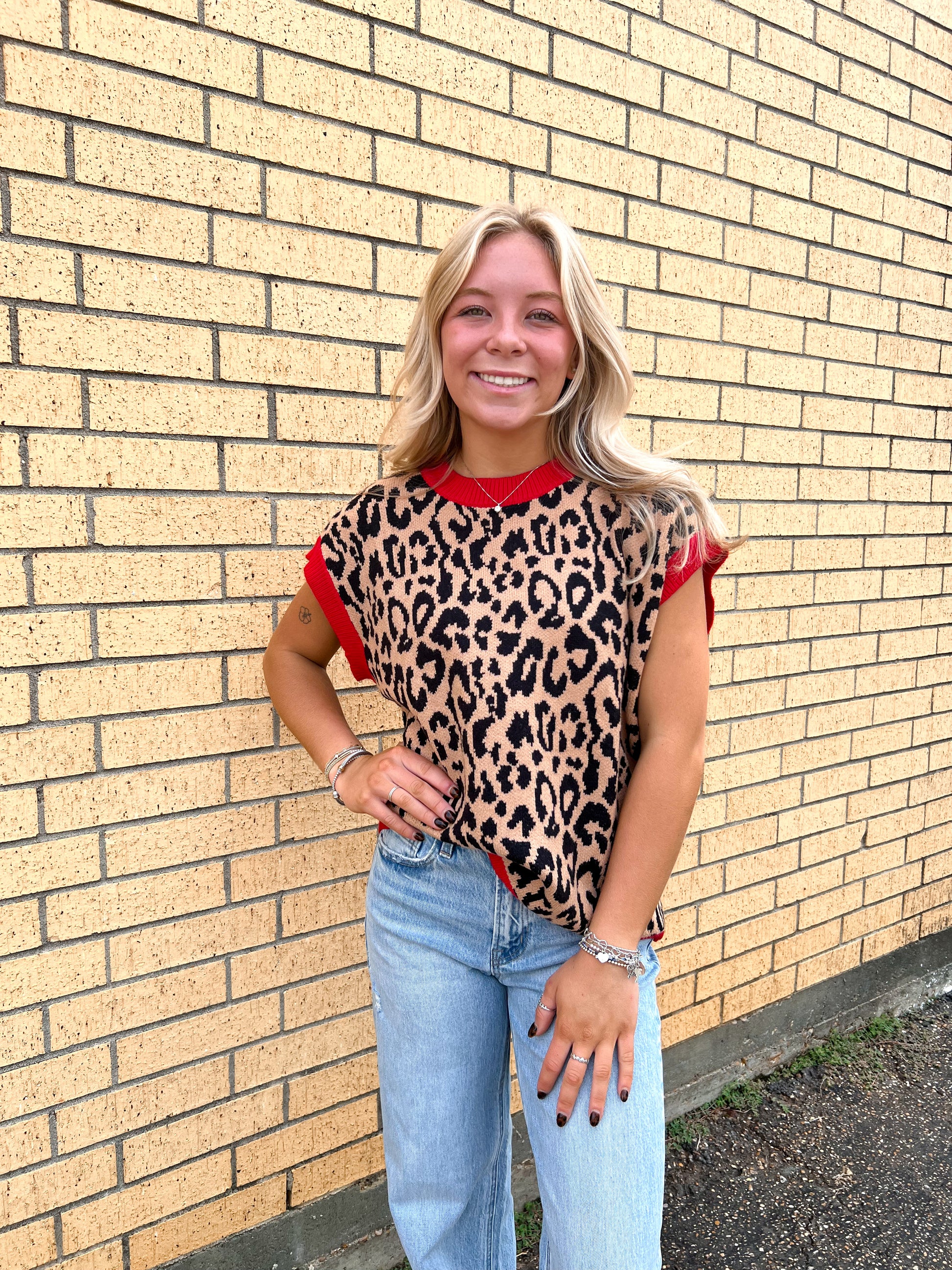 Sasha Leopard Print Sleeveless Knit Sweater Vest-TOPS-Sewn and Seen-Bin a1,FD 09/22/25,Tops Collection-The Twisted Chandelier