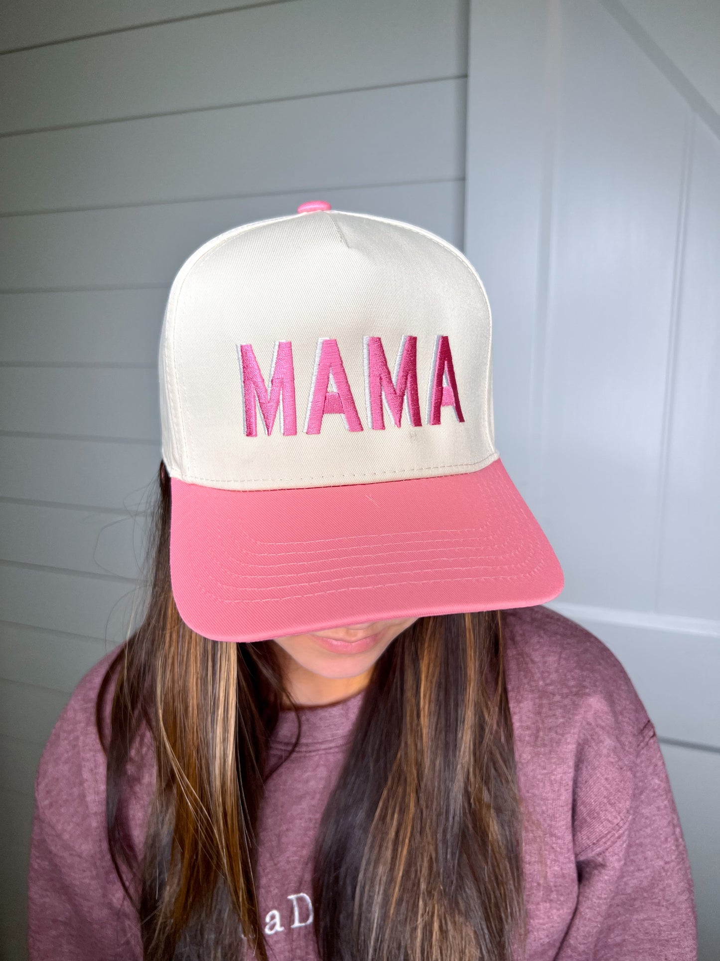 MAMA Mother's Day Two-Toned Vintage Hat-Katydid-FD 05/13/25-Pink and Tan-The Twisted Chandelier