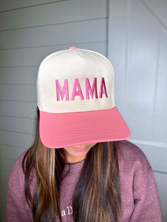 MAMA Mother's Day Two-Toned Vintage Hat-Katydid-FD 05/13/25-Pink and Tan-The Twisted Chandelier