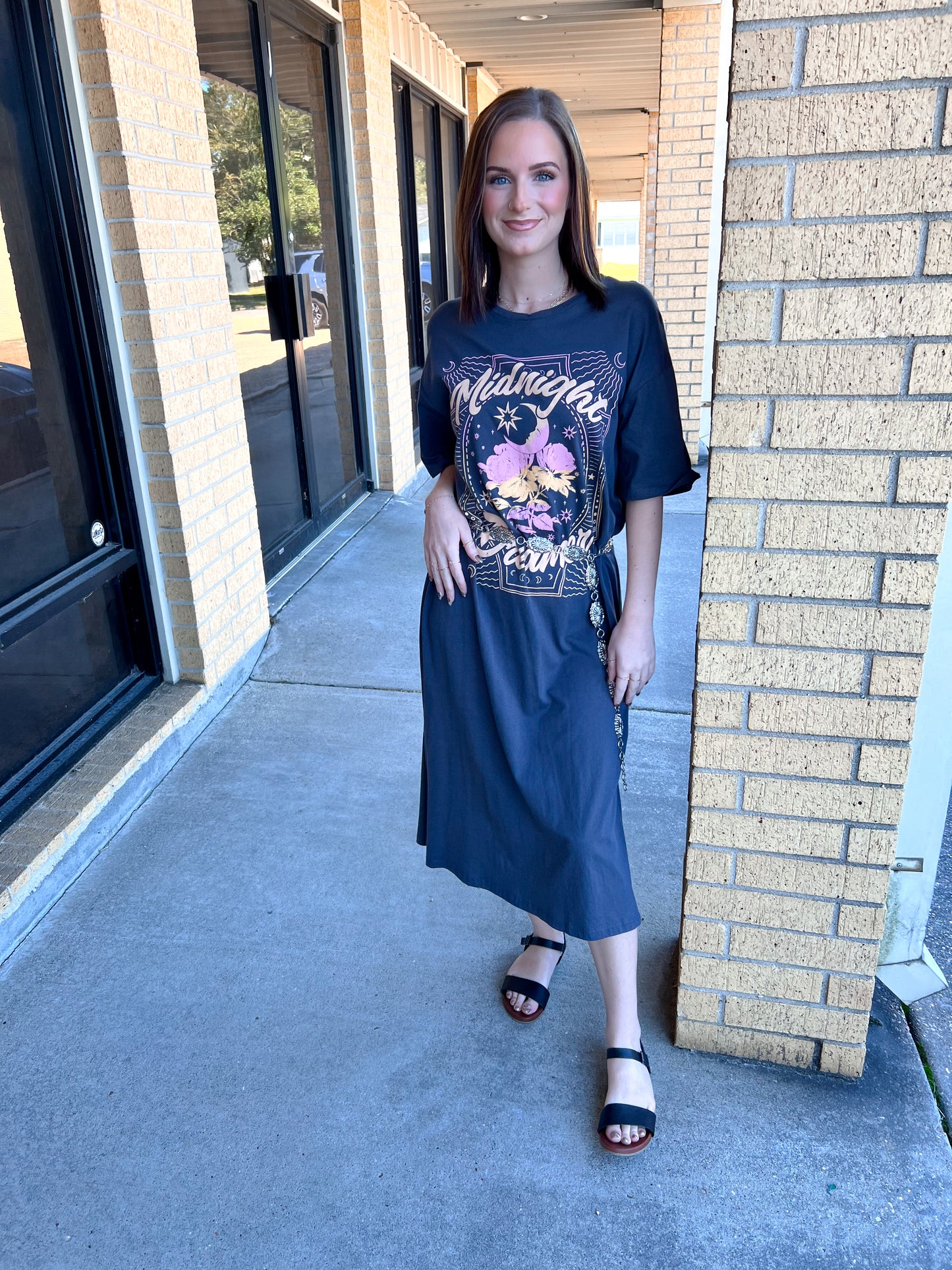 Midnight Dreamer Graphic Dress-Dresses-tres bien-& Jumpsuits,04/21/25,05/27/24,11/28/23 md,1st md,DJR,Dresses,Max Retail,Rompers,western & concert-The Twisted Chandelier