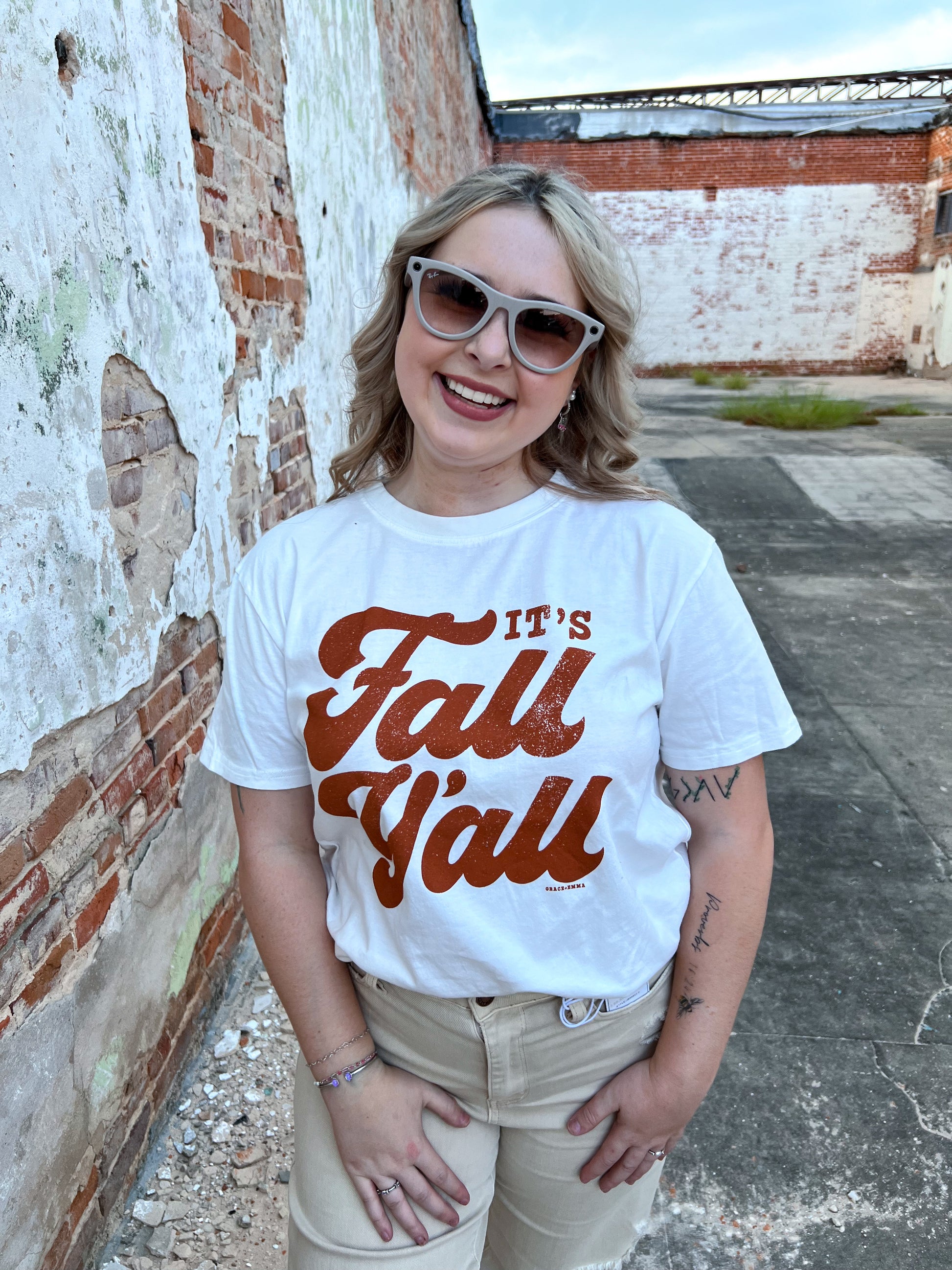 It's Fall Y'all Graphic Tee-Top-Southern Grace Wholesale-Bin B4-The Twisted Chandelier