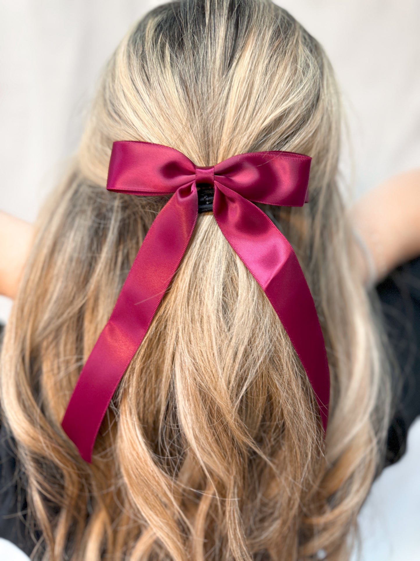 Satin Bow Hair Clip - Burgundy-Hair Claws & Clips-Swan Madchen-Accessories,Created - 01/15/24,FD JAN 24-The Twisted Chandelier