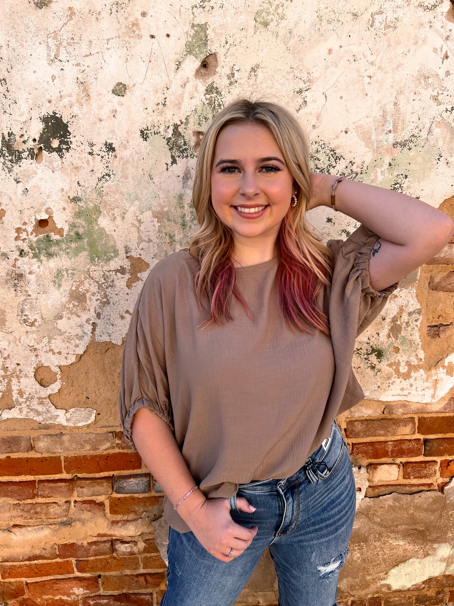 Joanie Elastic Sleeve Blouse Top-Apparel & Accessories-ee:some-09/03/24,1st md,FD 05/15/24,OGP 46.99,TK9526,Tops Collection-The Twisted Chandelier