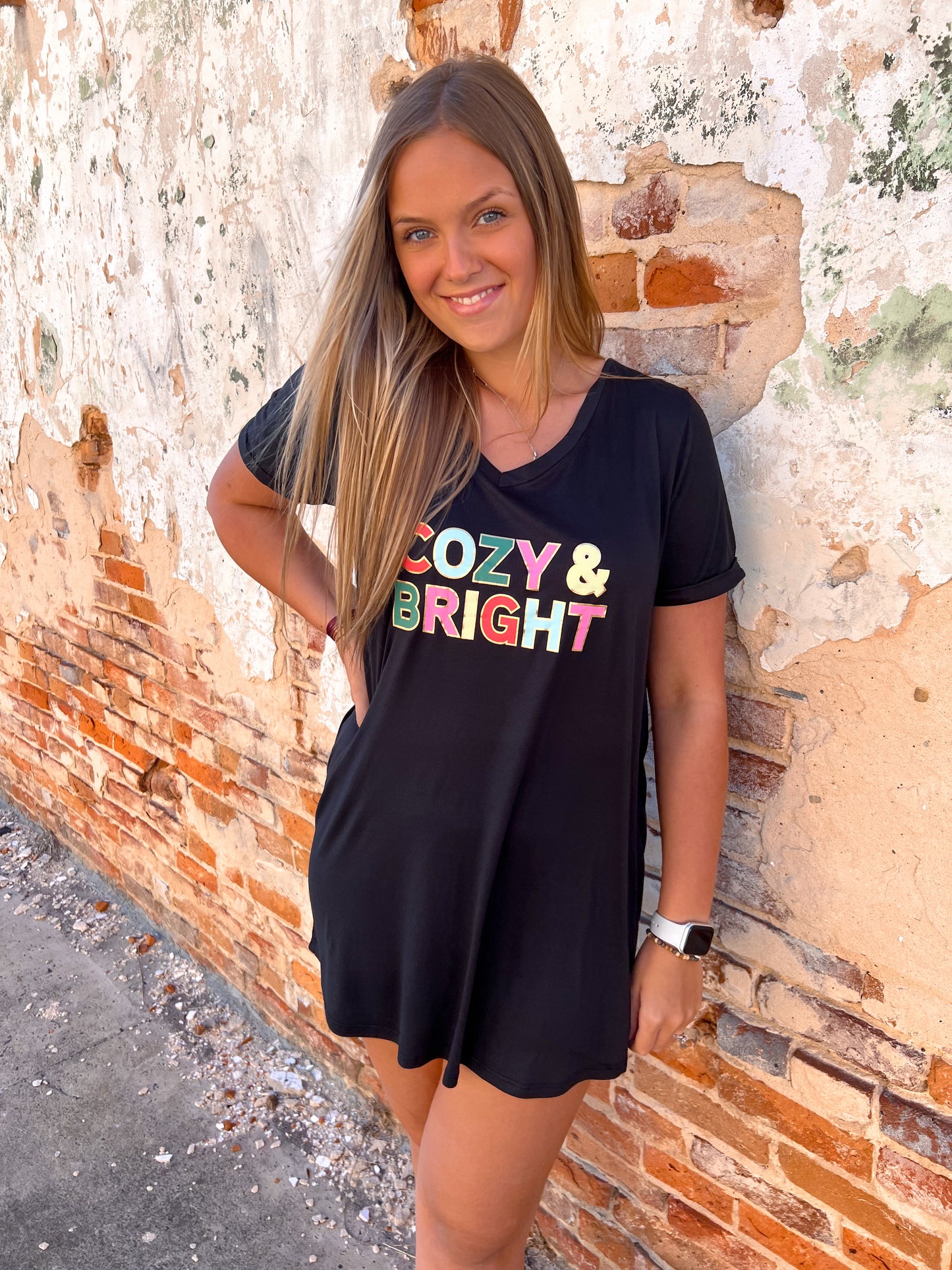 Hello Mello Holiday Sleep Shirts - Cozy & Bright-Loungewear-HELLO MELLO-$25 & Under Sale,BIN D4,Faire,not on the floor only in the bins-The Twisted Chandelier