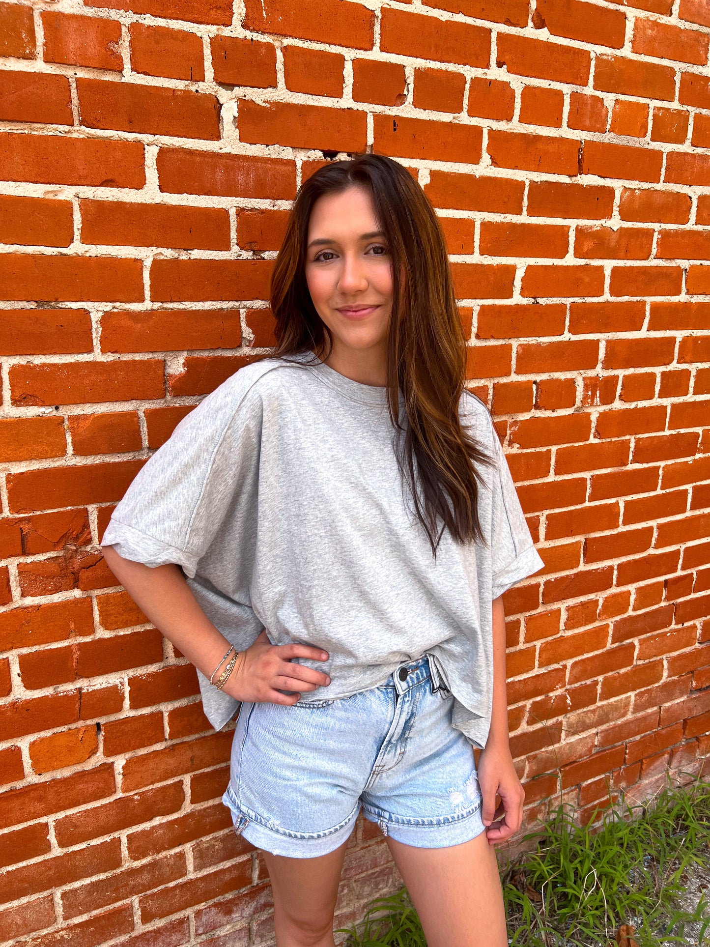 Jillian Oversized Crop Comfy Knit Top - Grey-VERY J-Bin B4,FD 07/08/2025,NT12068-The Twisted Chandelier