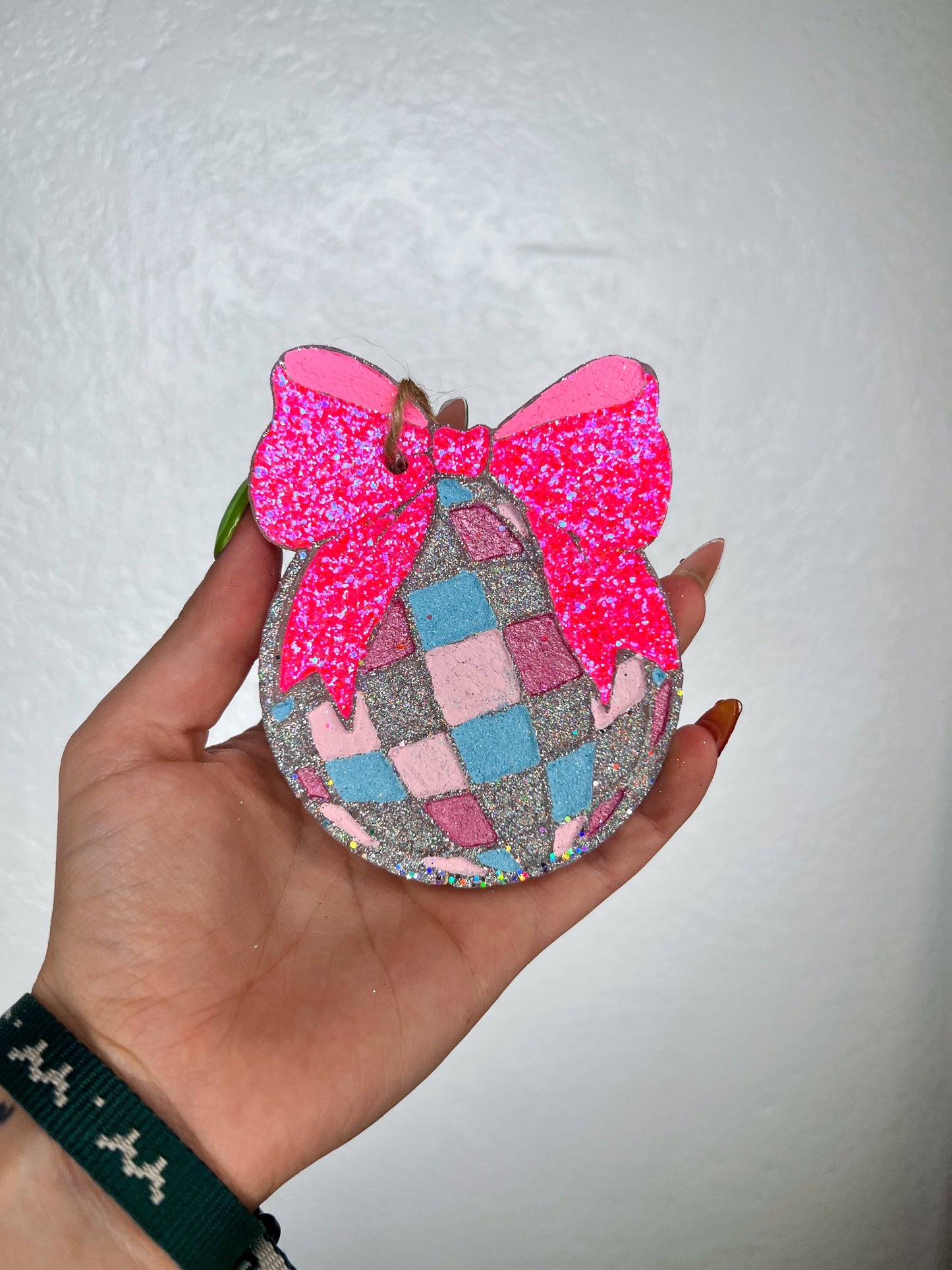 Disco Ball with Bow Car Freshie-Southern Creek Wholesale-Beach bum-Pink-The Twisted Chandelier