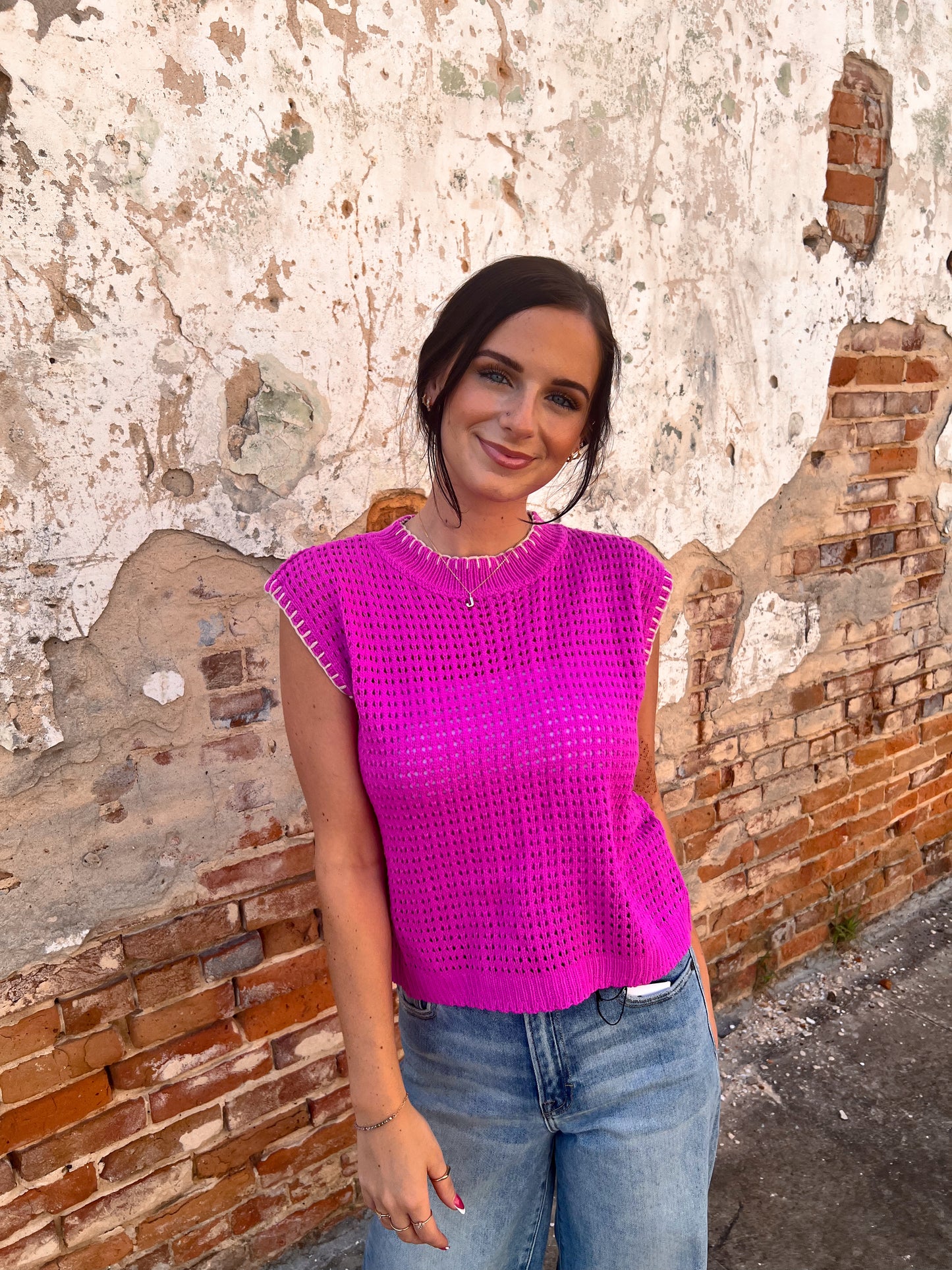 Winnie Crochet Knit Stitching Detailed Sleeveless Top-La Miel-Bin B5,FD 07/29/25,MDS3597,Tops Collection-The Twisted Chandelier