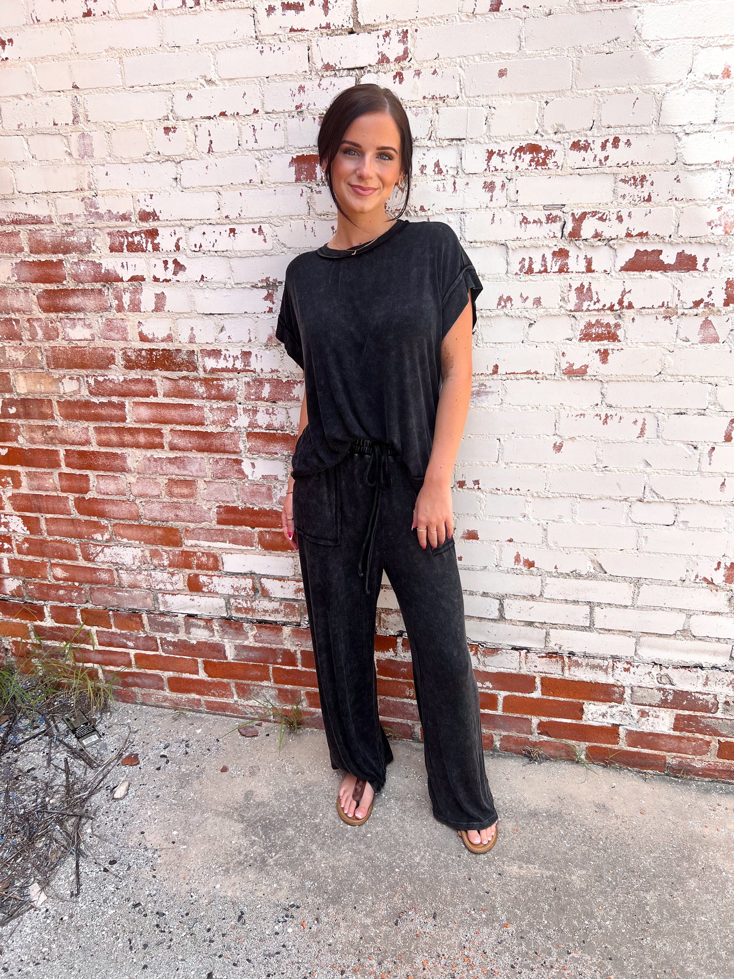 Piper Ribbed Mineral Washed Pants-Sewn and Seen-Bin C5,bottoms,FD 07/22/25-The Twisted Chandelier