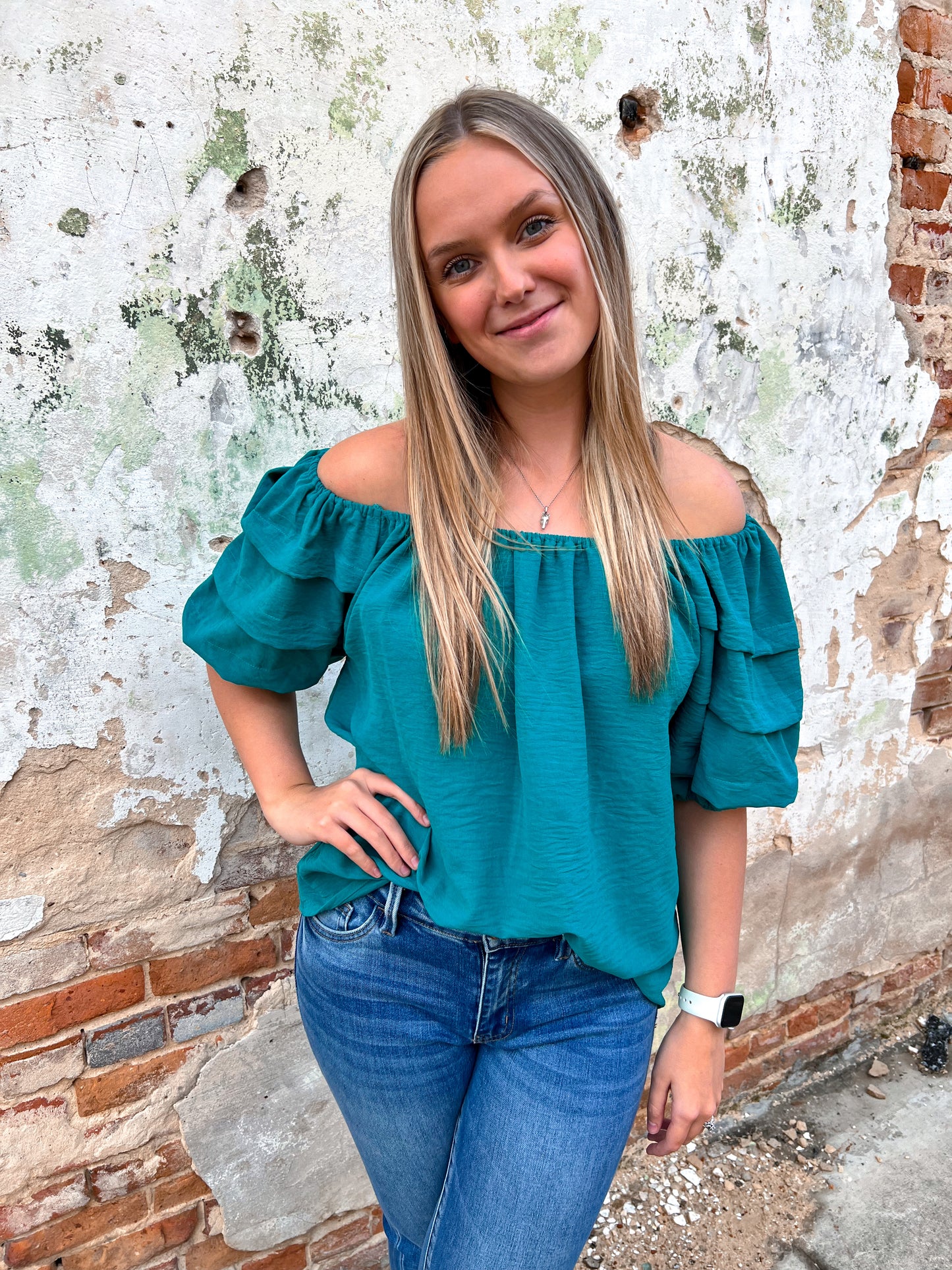 Aubriella Pleated Boxy Cut Round Neck Top with 1/2 Puff Short Sleeves-Top-Umgee-10/04/25,b8678,FD 11/26/24,OGP 37.75,Tops Collection-The Twisted Chandelier