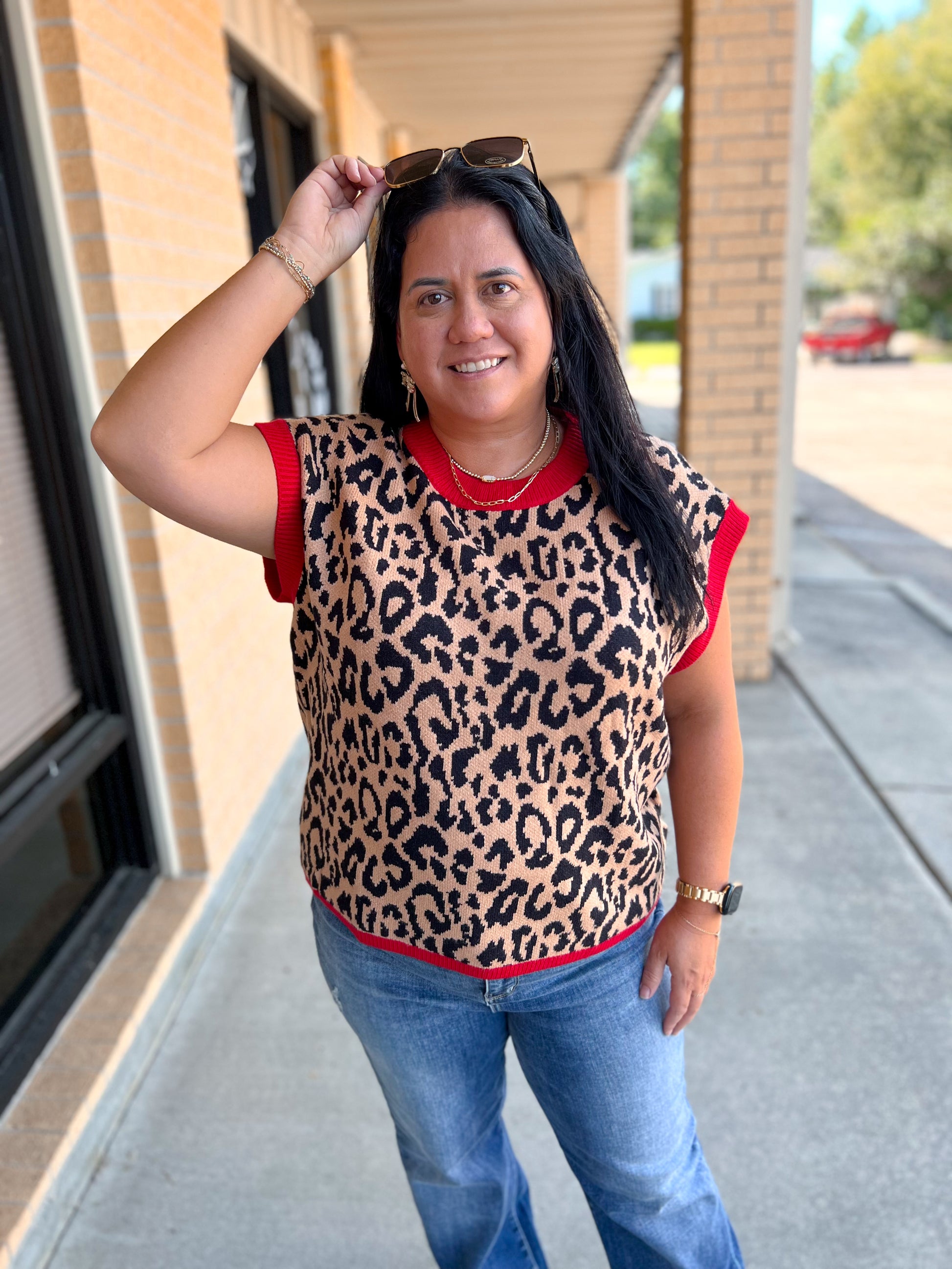 Sasha Leopard Print Sleeveless Knit Sweater Vest-TOPS-Sewn and Seen-Bin a1,FD 09/22/25,Tops Collection-The Twisted Chandelier