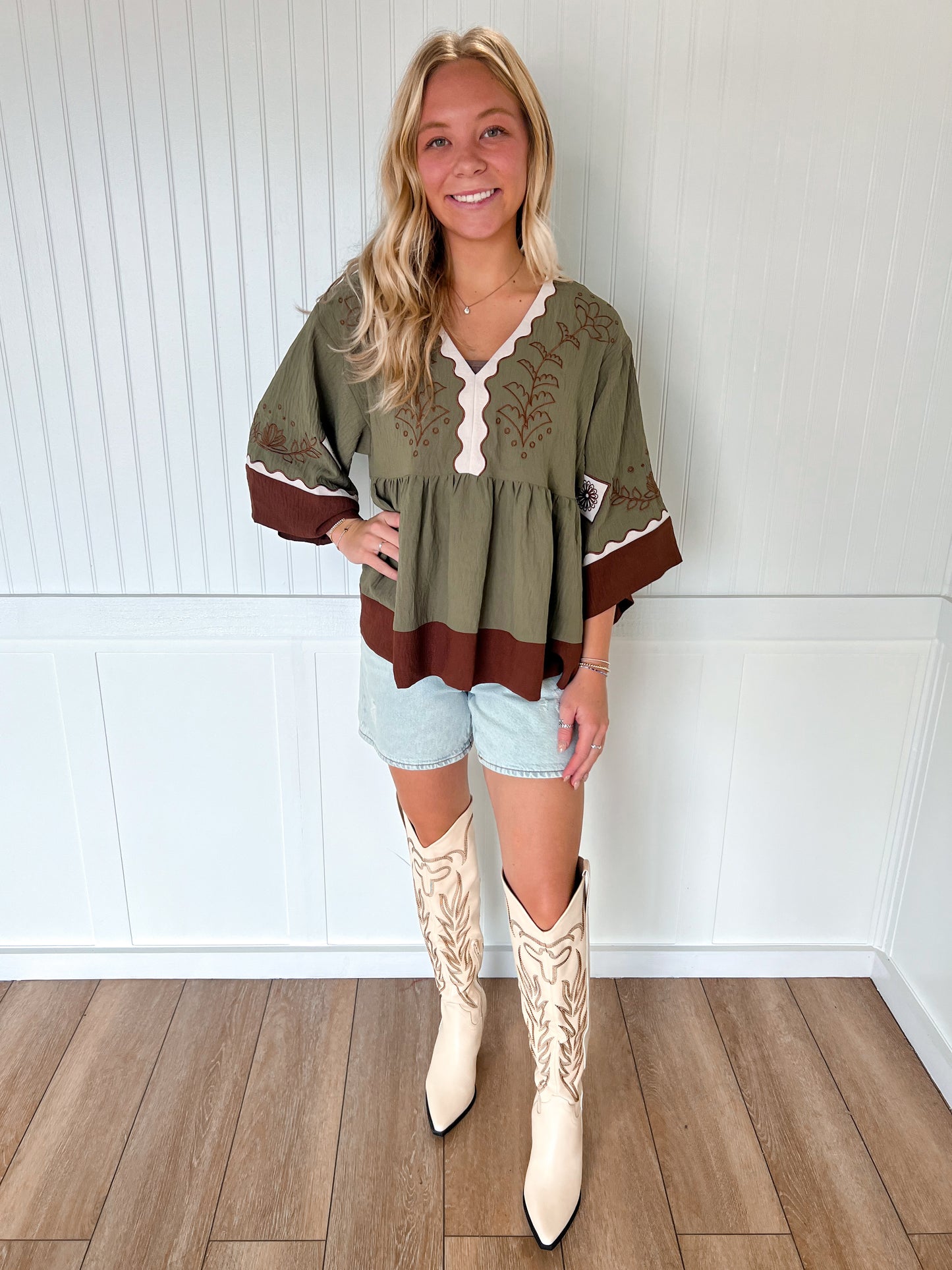 Sophia The Bronco Off White Knee High Cowboy Western Boot-OASIS SOCIETY-The Twisted Chandelier