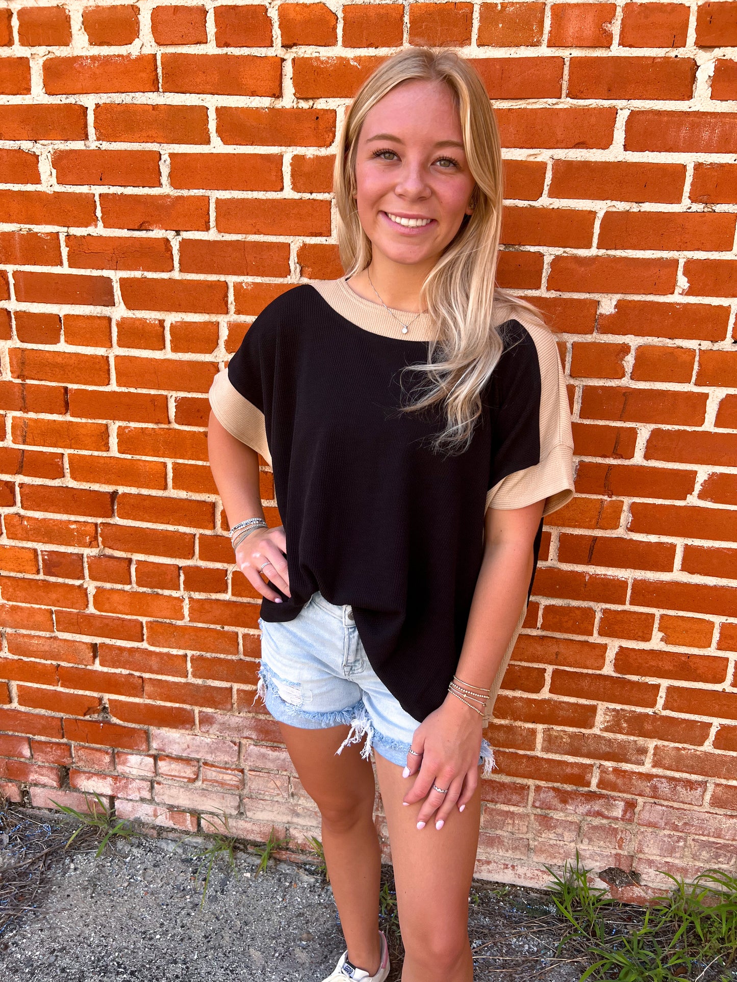 Malina Color Block Short Sleeve Top-top-ee:some-Bin a1,FD 8/5/25,TK14095,Tops Collection-The Twisted Chandelier