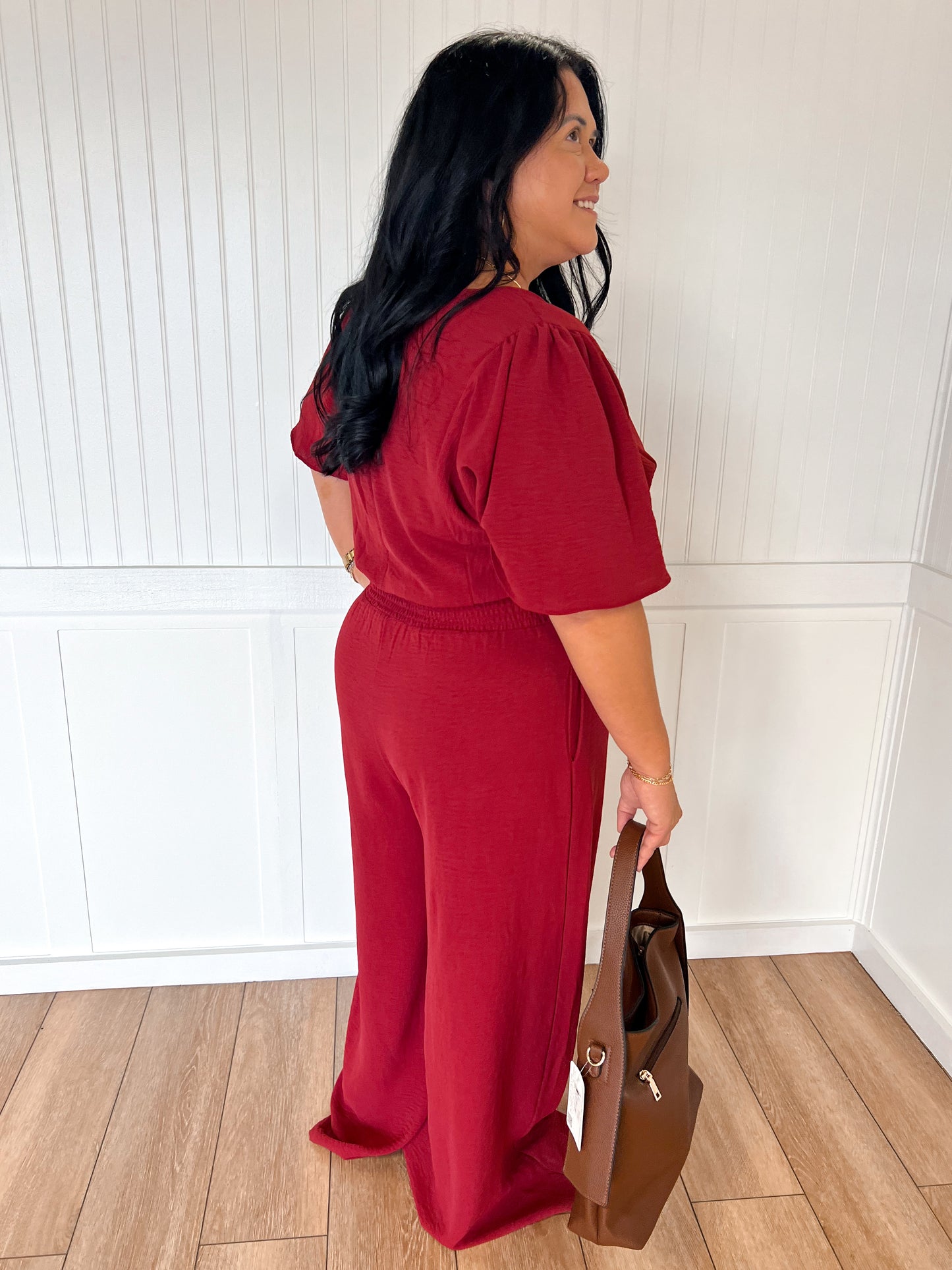 Xena Flounce Sleeve Waist Smock Wide Leg Jumpsuit with Pockets-Jumpsuits & Rompers-She & Sky-1st md,Bin B3,CR 08/05/24,DJR,gameday,OGP 64.99-The Twisted Chandelier