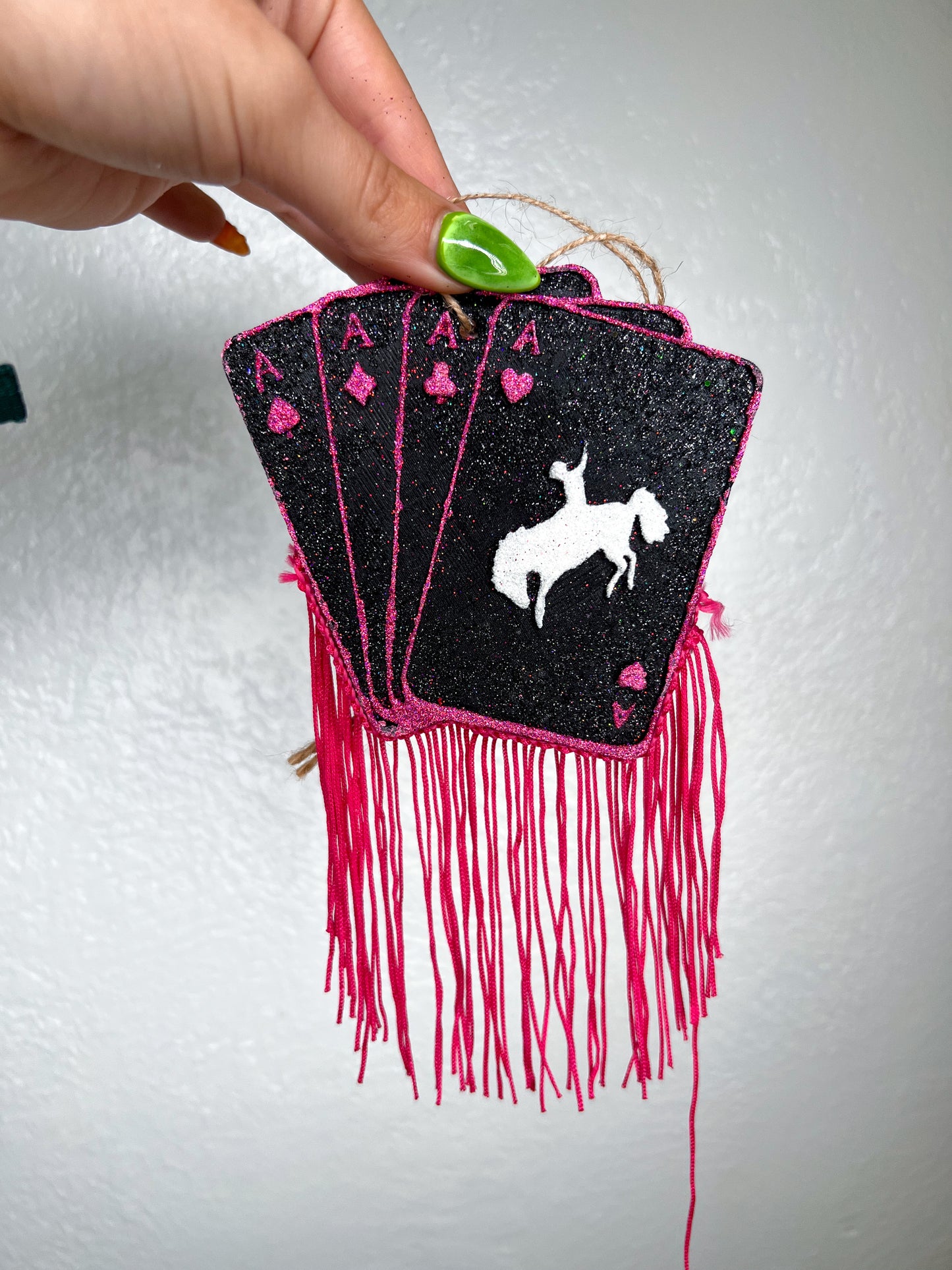 Playing Cards with Fringe Car Freshie-Southern Creek Wholesale-Leather-Pink-The Twisted Chandelier