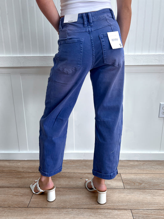 Camryn Barrel-Leg Cropped Color Denim Pants-Jeans-Zenana-bottoms,FD 05/26/26-The Twisted Chandelier