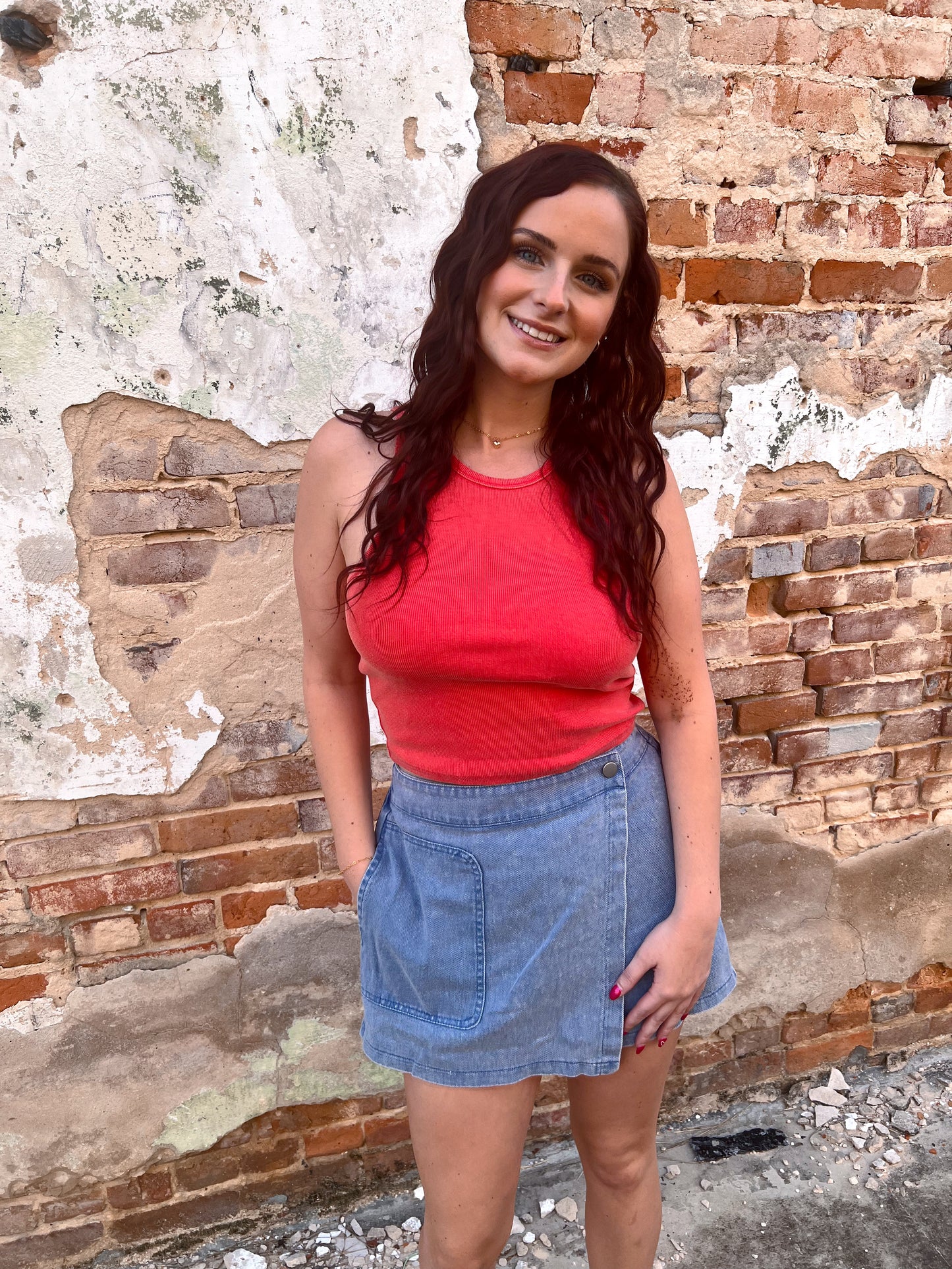 Jenna Mineral Washed Twill Skort With Elastic Waist-in february-Bin C5,FD 05/27/25-The Twisted Chandelier