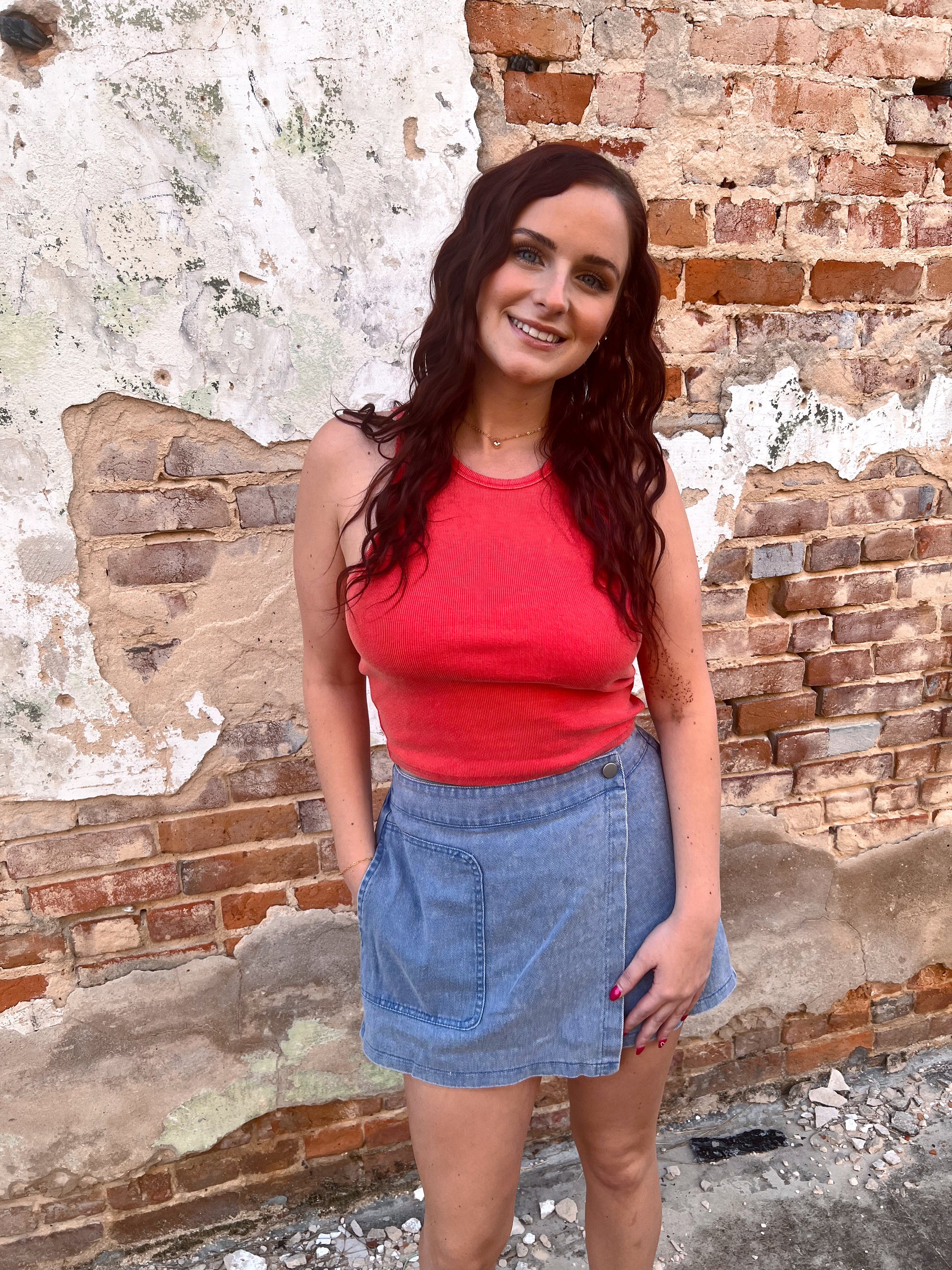 Jenna Mineral Washed Twill Skort With Elastic Waist-in february-Bin C5,bottom,bottoms,FD 05/27/25-The Twisted Chandelier