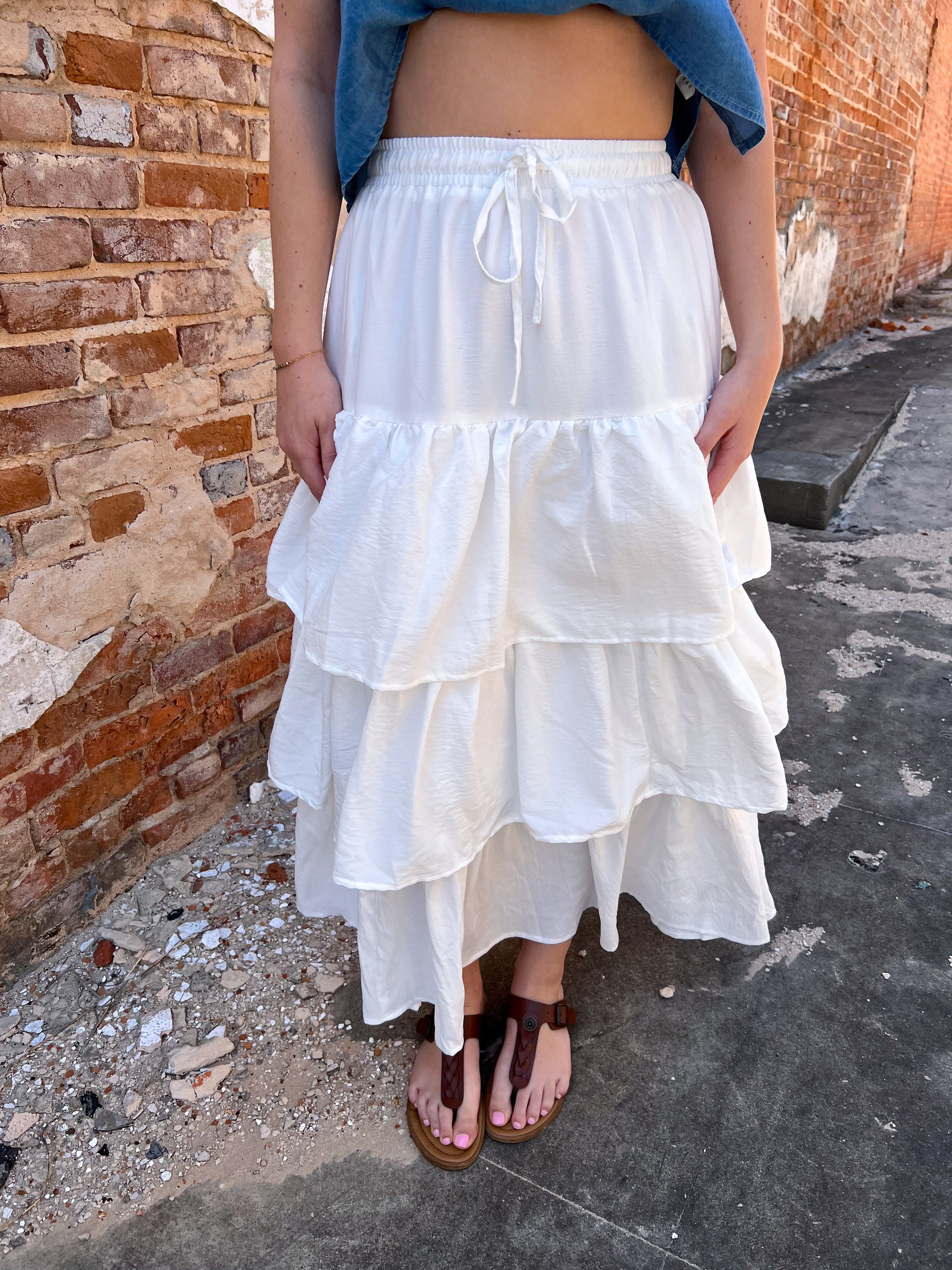 Alysha Bohemian Tiered Ruffled Flared Maxi Skirt With Elastic Band-in february-05/14/25,1st md,BIN D3,bottoms,Fd 03/25/25,OGP 58.99-The Twisted Chandelier