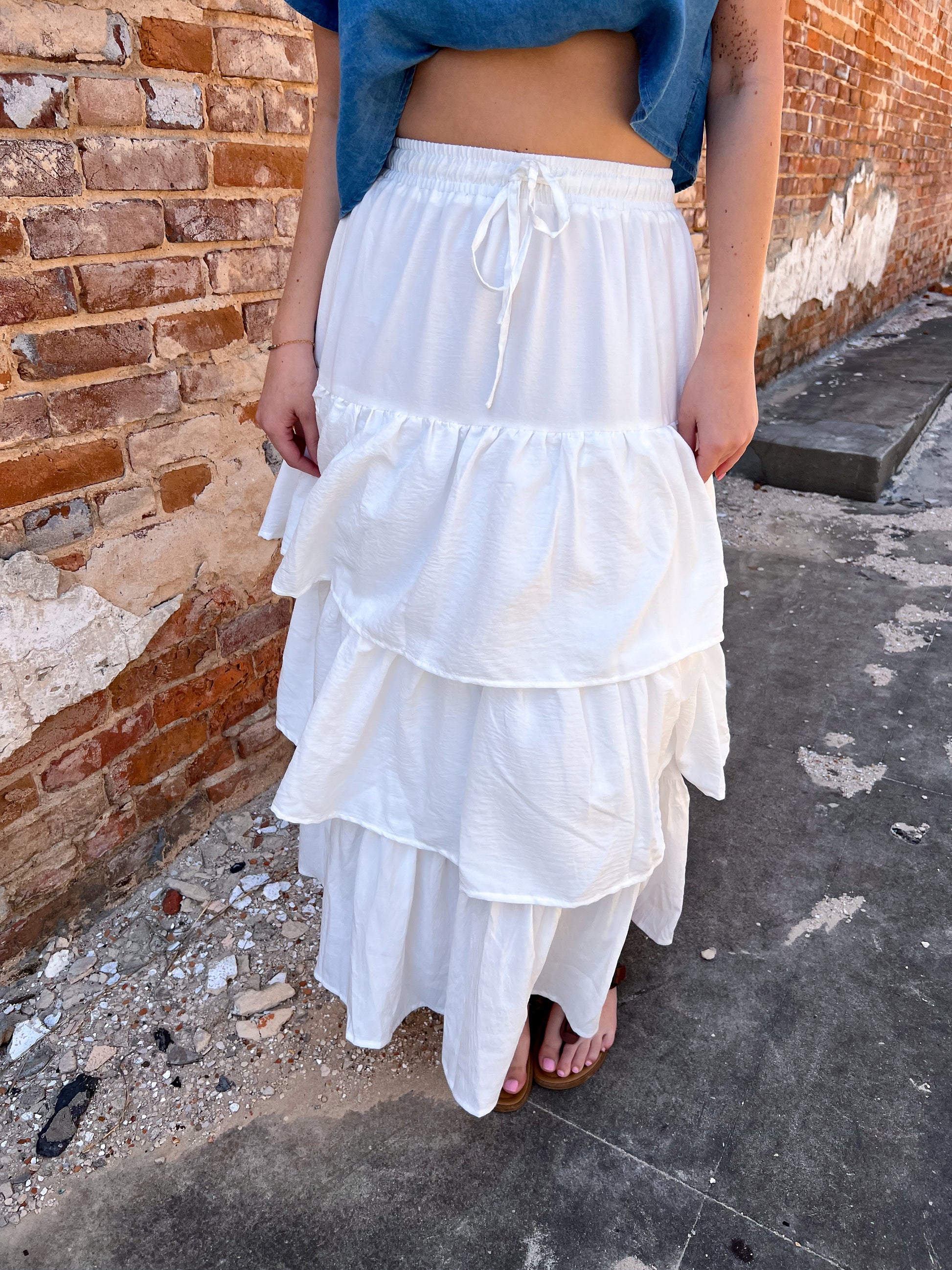 Alysha Bohemian Tiered Ruffled Flared Maxi Skirt With Elastic Band-in february-05/14/25,1st md,BIN D3,bottoms,Fd 03/25/25,OGP 58.99-The Twisted Chandelier