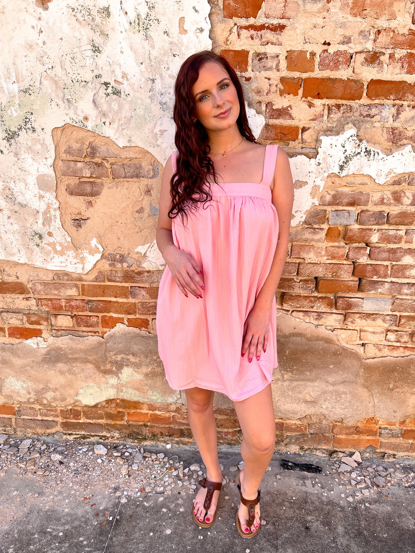 Alannah Crinkled Babydoll Mini Dress With Back Ribbon-Mini Dress-idem ditto-10/04/25,Bin b2,DJR,FD 04/01/25,OGP 59.99-The Twisted Chandelier