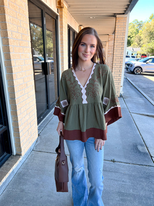 Maren Color Block Airflow Oversized Peasant Blouse-Oddi-Bin B4,FD 10/23/25,Tops Collection-The Twisted Chandelier
