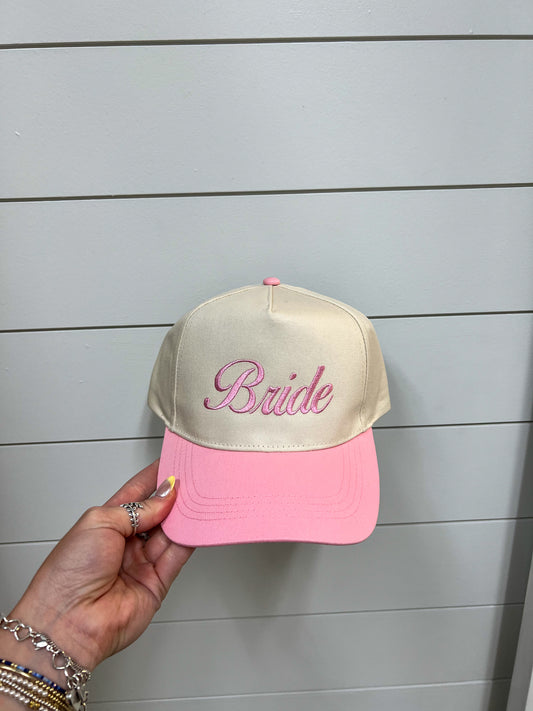 Bride Text Embroidery Trucker Hat-Fashion City-fd 08/08/25-The Twisted Chandelier