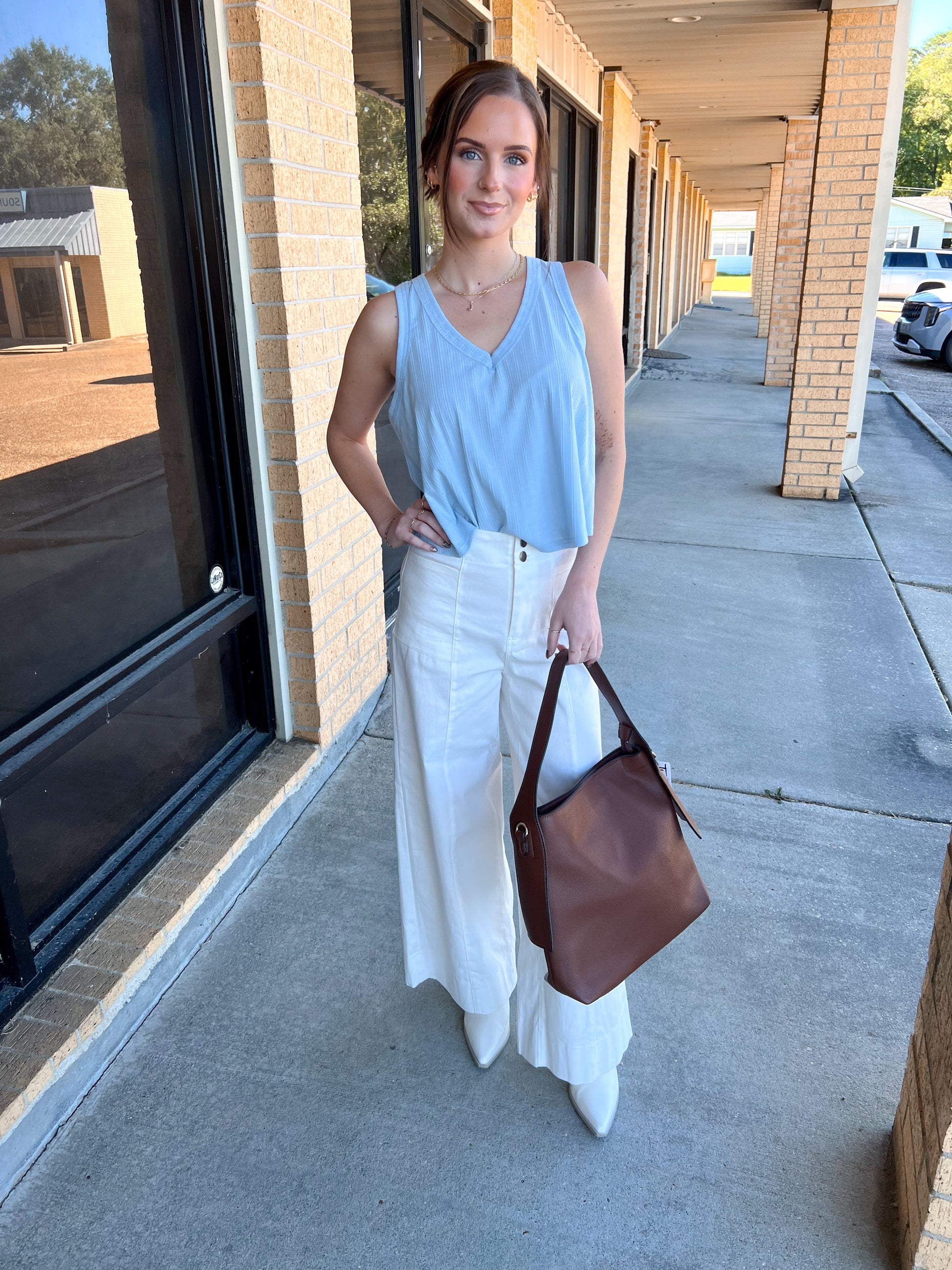 Marda Sleeveless Soft Knit Swing Crop Top - Blue-VERY J-07/24/25,1st md,Bin B5,FD 6/24/25,OGP 28.99,Tops Collection-The Twisted Chandelier