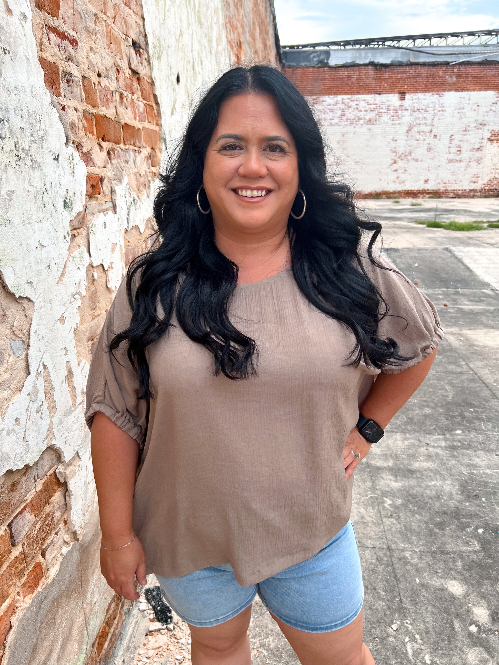 Joanie Elastic Sleeve Blouse Top - Plus-Apparel & Accessories-ee:some-09/03/24,1st md,BIN A 3,FD 05/15/24,OGP 46.99,PTK9526,Tops Collection-The Twisted Chandelier