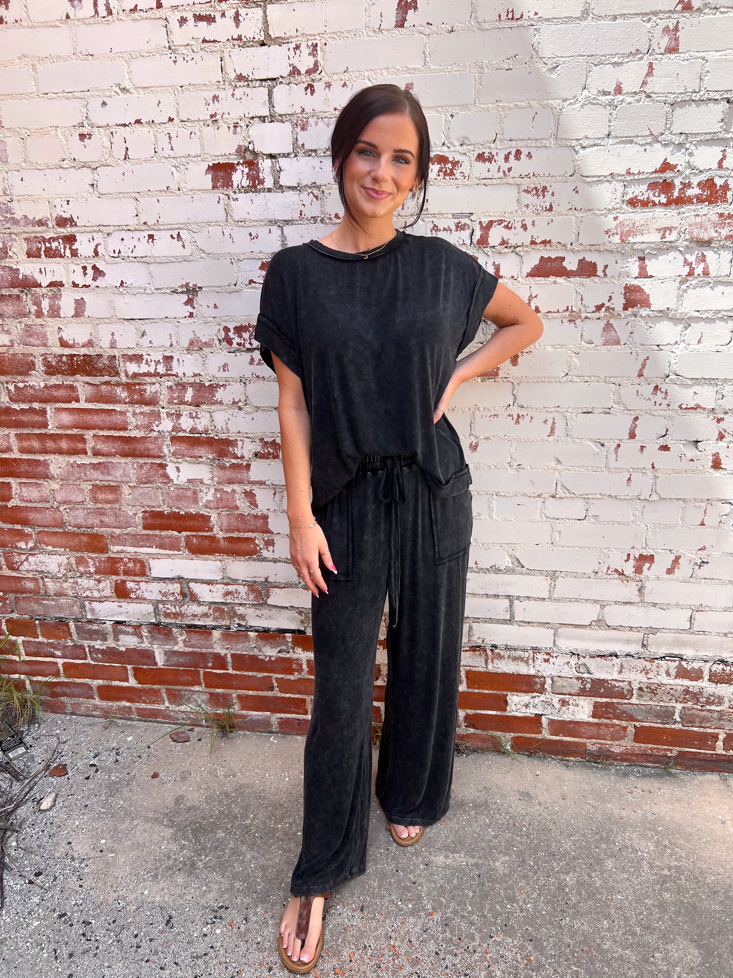 Piper Ribbed Mineral Washed Pants-Sewn and Seen-Bin C5,bottoms,FD 07/22/25-The Twisted Chandelier