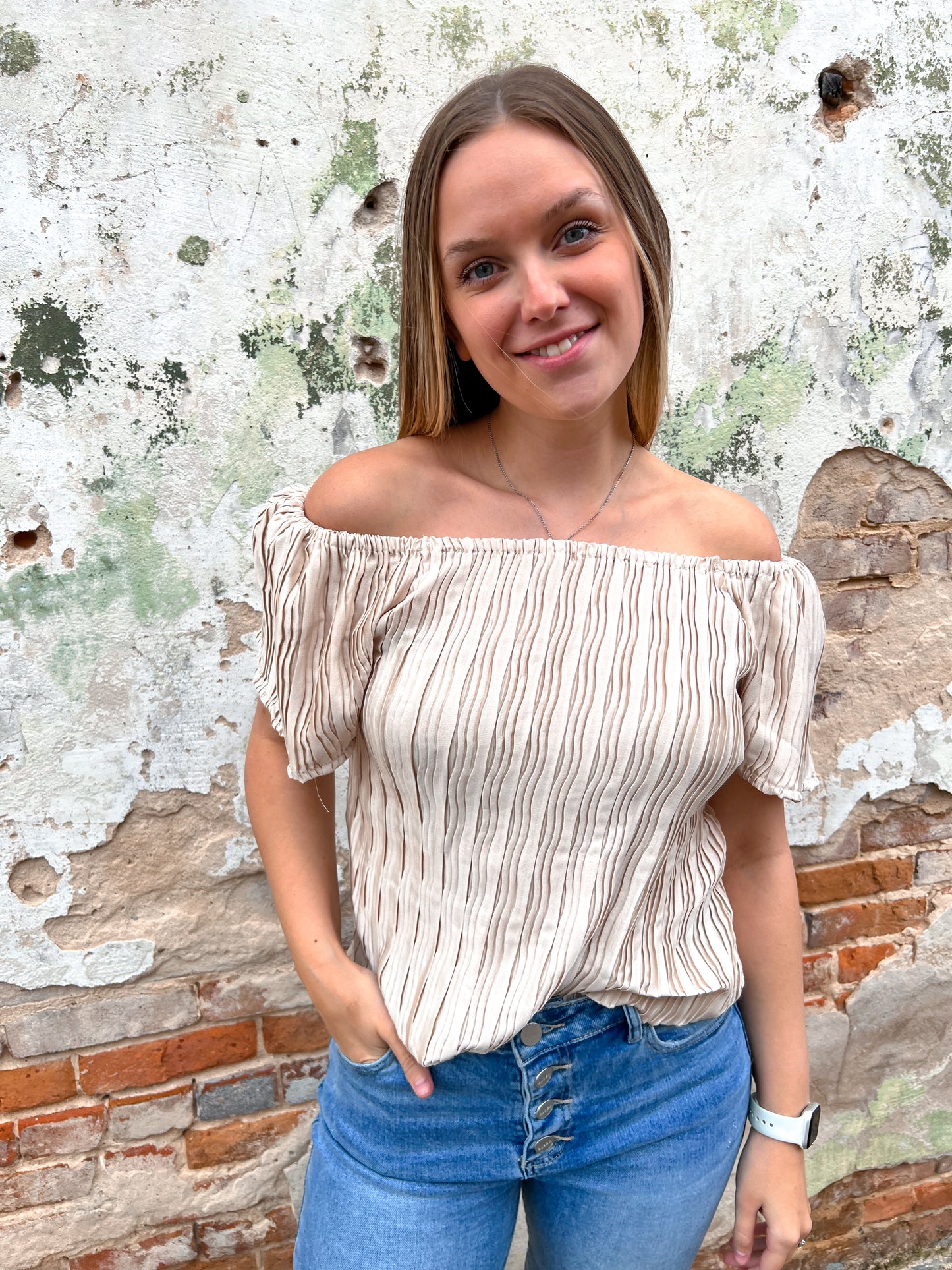 Aubrie Ivory Silk Top-Shirt-Southern Grace Wholesale-9307E,Bin B5,FD 03/05/24,Tops Collection-The Twisted Chandelier