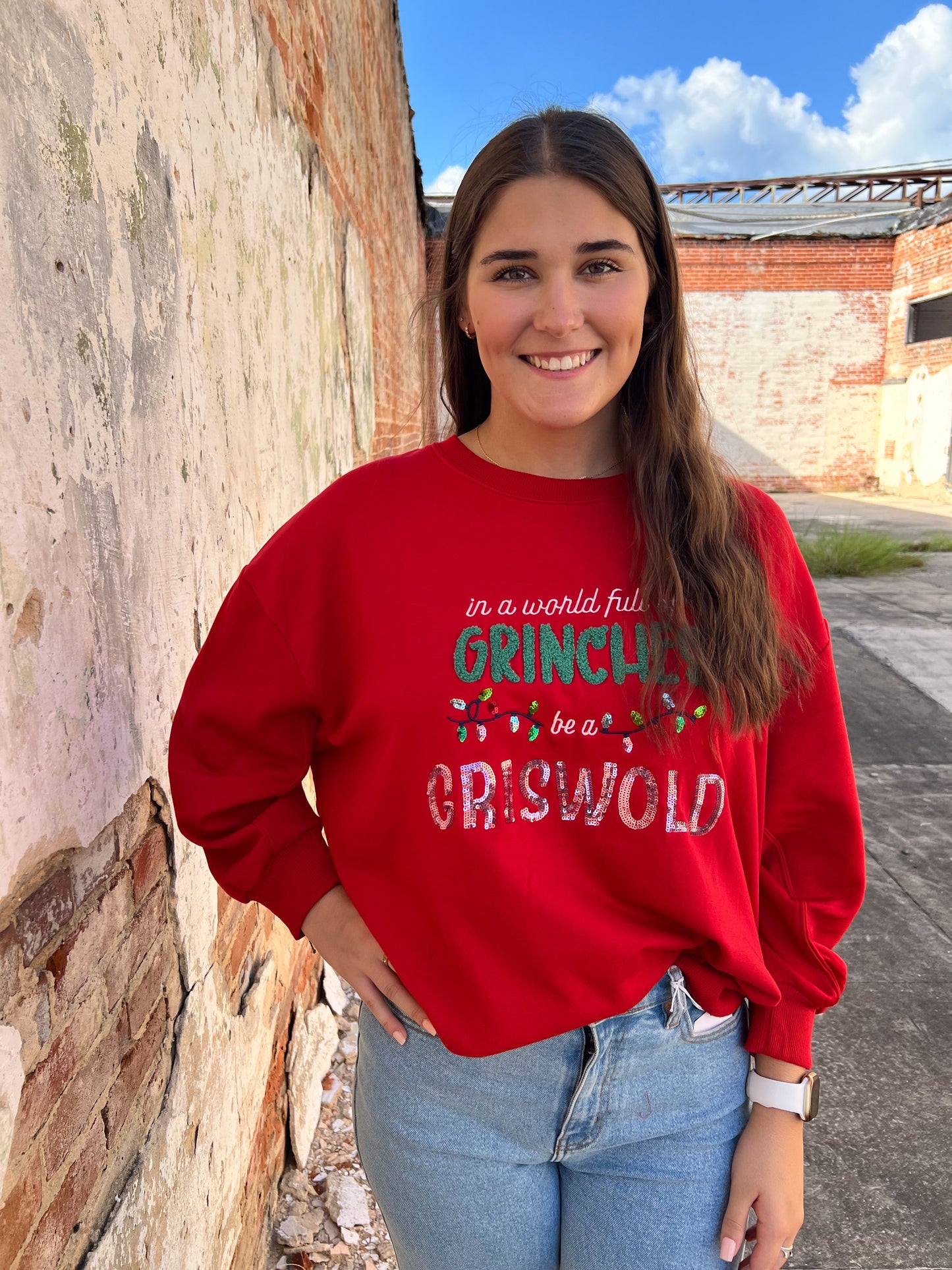 Mary Square Sarah Sweatshirt | Griswold-Sweatshirt-Mary Square-Christmas tote ct1,Tops Collection-The Twisted Chandelier