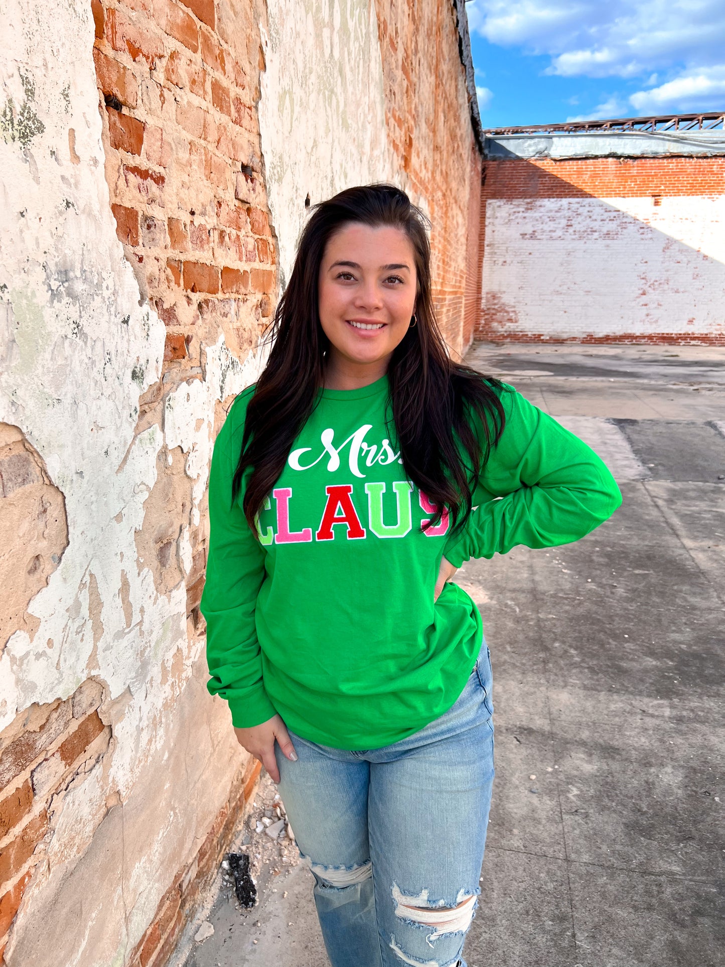 Soft Ideal Chenille Mrs. Claus Long Sleeve T-Shirt-TOPS-Tees2urdoor-$25 & Under Sale,Christmas tote ct1,Max Retail,Tops Collection-The Twisted Chandelier