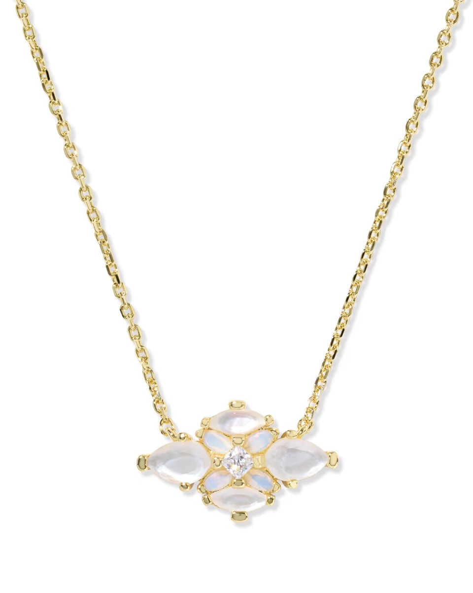Kendra Scott Abbie Crystal Short Pendant Necklace Gold Neutral Mix-Kendra Scott-N01339GLD-The Twisted Chandelier