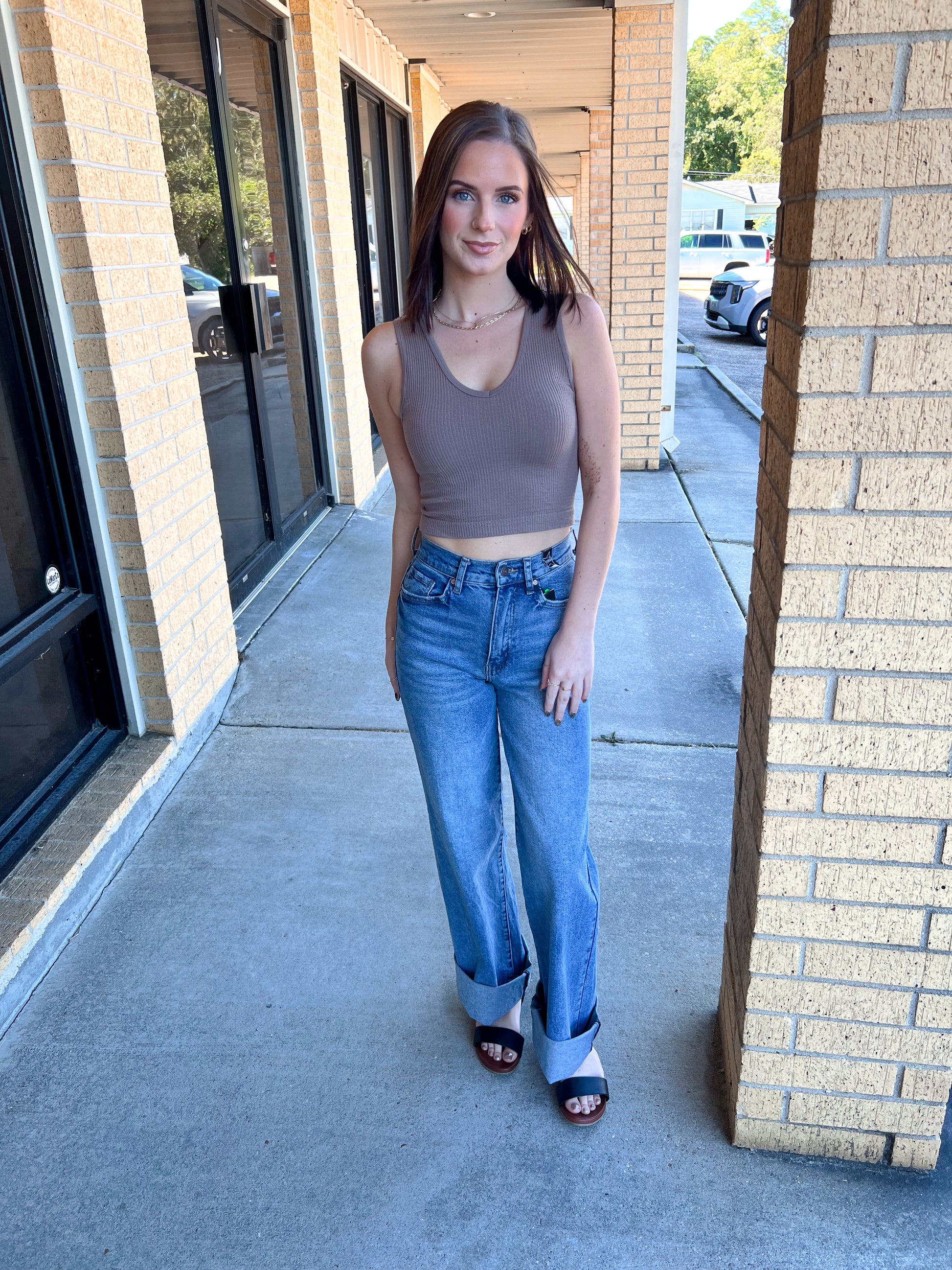 Jordan Seamless Sleeveless UV Neck Reversible Tank Top - Walnut-By Together-Bin B5,FD 08/19/25,Tops Collection-The Twisted Chandelier