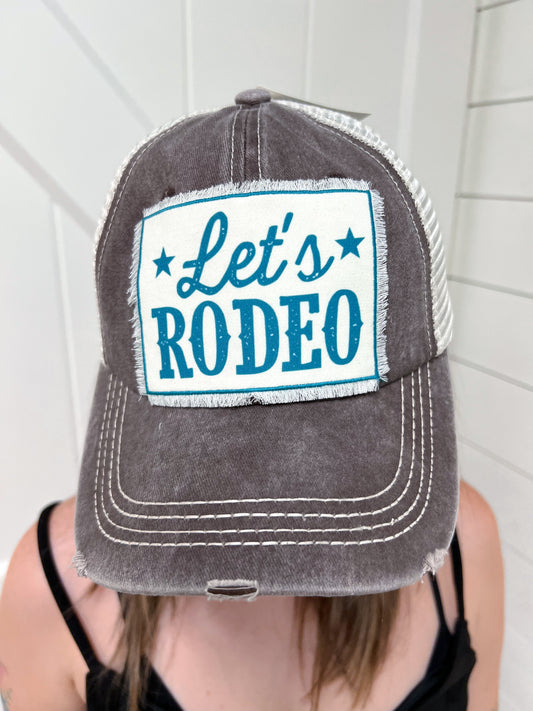 Let's Rodeo Patch on Distressed Hat-Hat-Southern Grace Wholesale-04/21/25,1st md,OGP 24.99-The Twisted Chandelier