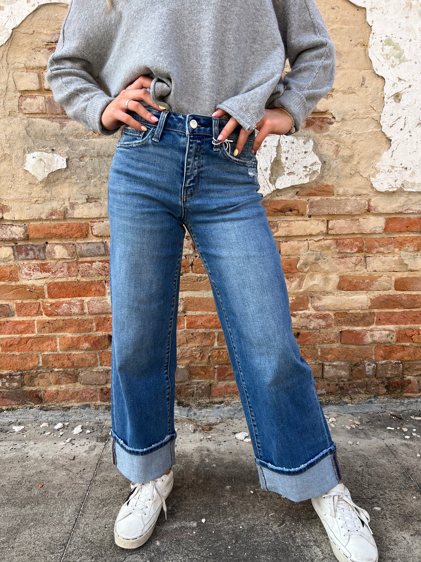 Skyler High Rise Cuffed Wide Flying Monkey Jeans-FLYING MONKEY-BIN D3,bottoms,FD 02/04/25-The Twisted Chandelier
