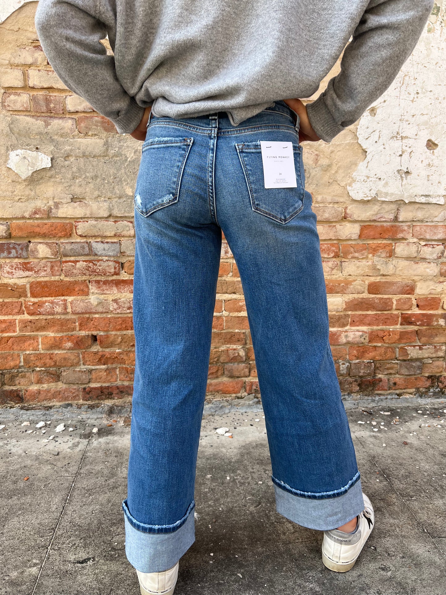 Skyler High Rise Cuffed Wide Flying Monkey Jeans-FLYING MONKEY-BIN D3,bottoms,FD 02/04/25-The Twisted Chandelier