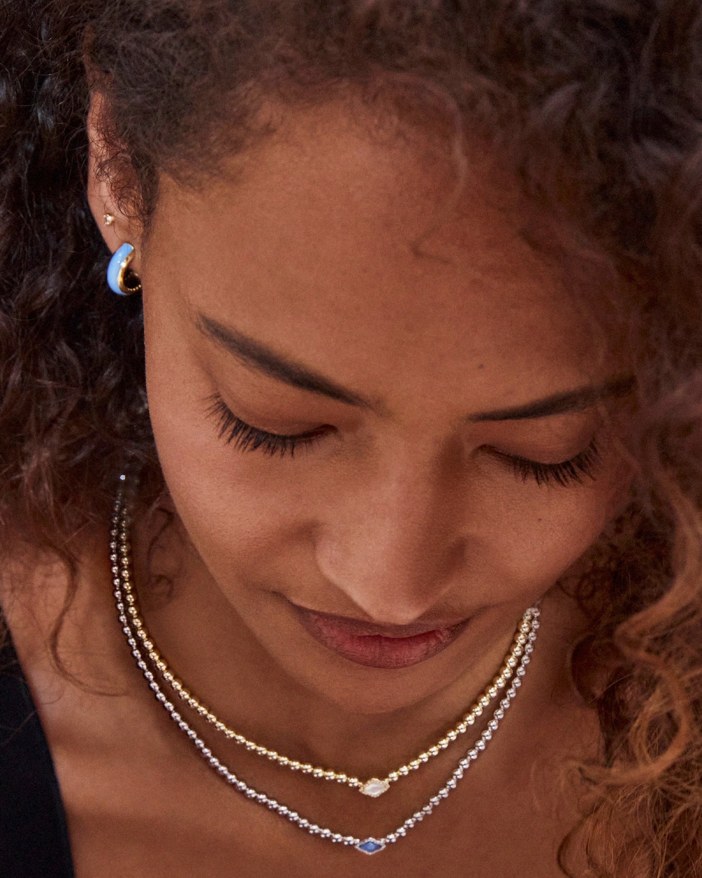 Kendra Scott Ainsley Huggie Earrings Gold Light Blue Enamel-Earrings-Kendra Scott-CR 07/31/24,E00564GLD,FD 07/31/24,gameday,Sale Kendra Scott-The Twisted Chandelier