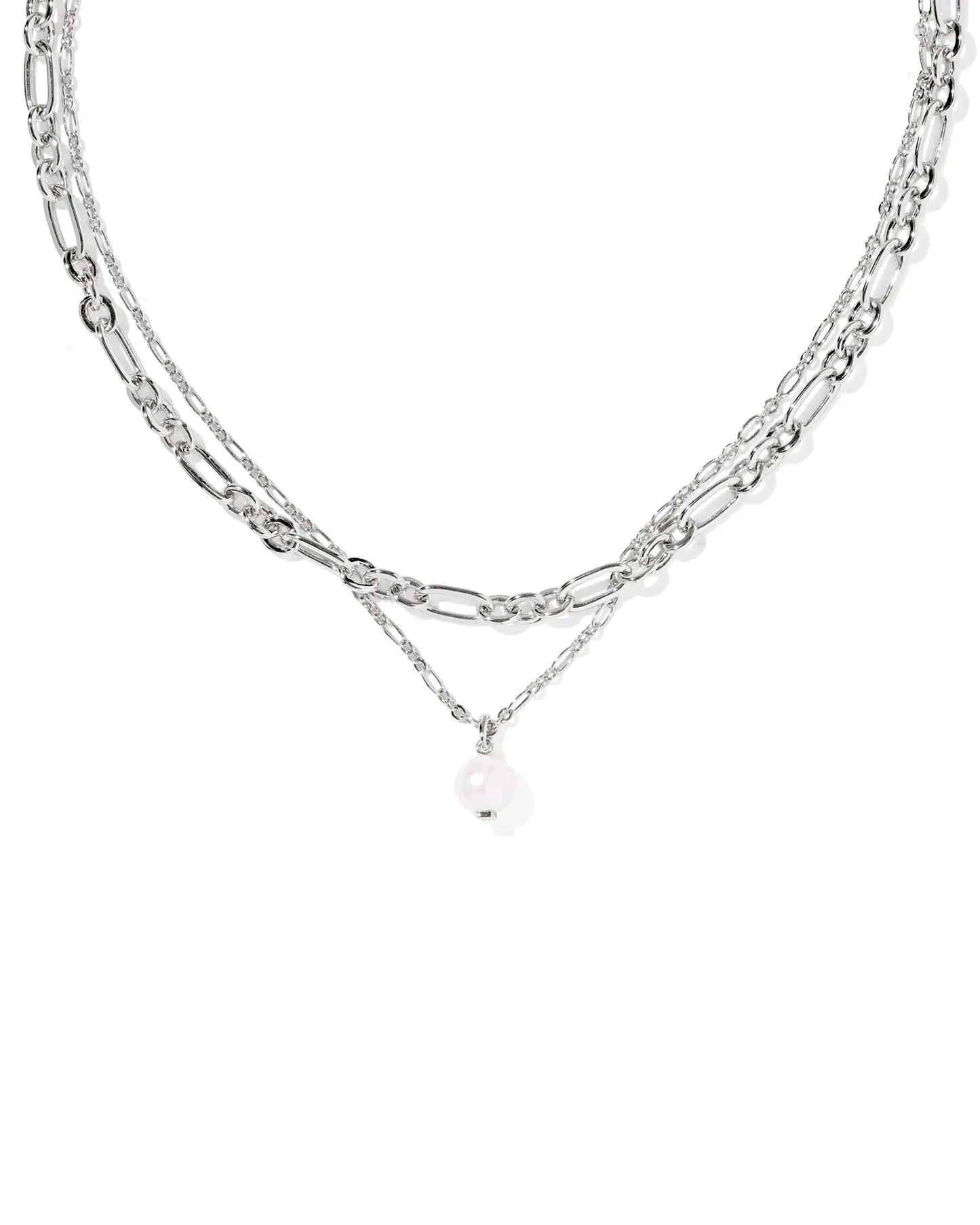 Kendra Scott Ashton Multi Strand Necklace Silver Freshwater Cultured Pearl-Necklaces-Kendra Scott-08/21/25,N01217RHD-The Twisted Chandelier