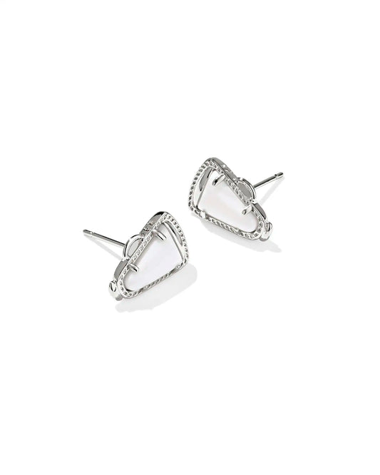 Kendra Scott Cheer Stud Earrings Silver White Mother Of Pearl-Earrings-Kendra Scott-08/21/25,E00850RHD-The Twisted Chandelier