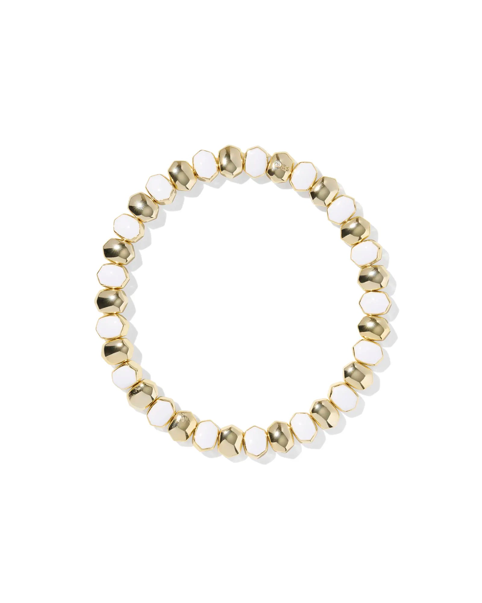 Kendra Scott Daphne Enamel Stretch Bracelet Gold White Enamel-Bracelets-Kendra Scott-08/21/25-The Twisted Chandelier