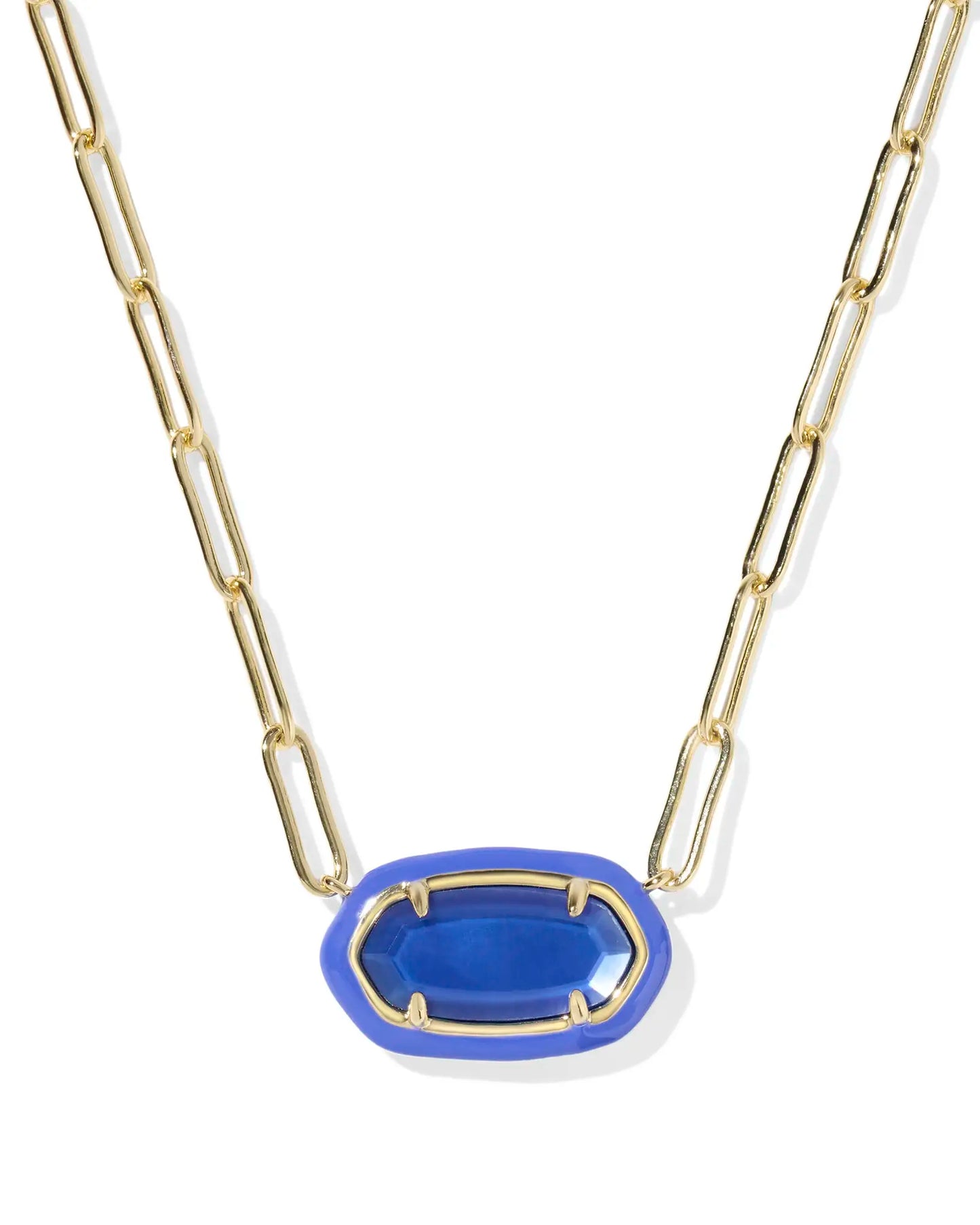 Kendra Scott Elisa Enamel Frame Paperclip Necklace Gold Cobalt Illusion-Necklaces-Kendra Scott-08/21/25,N01218GLD-The Twisted Chandelier