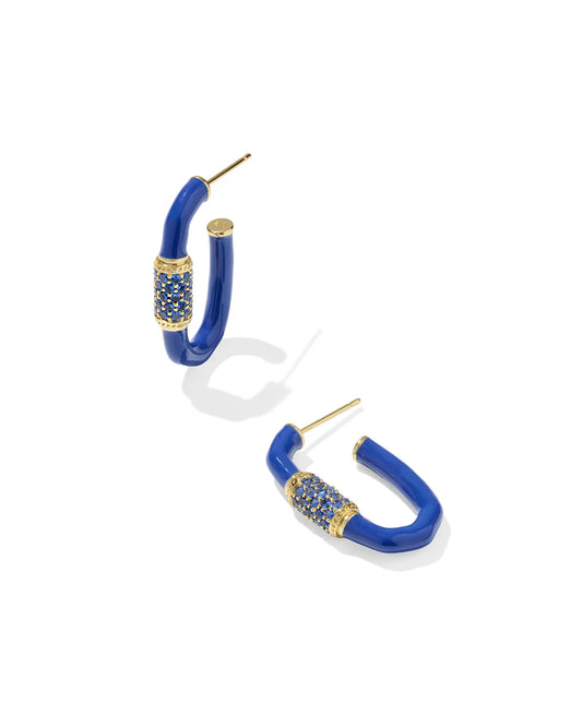 Kendra Scott Emery Enamel Hoop Earrings Gold Cobalt Mix-Earrings-Kendra Scott-08/21/25,E00848GLD-The Twisted Chandelier