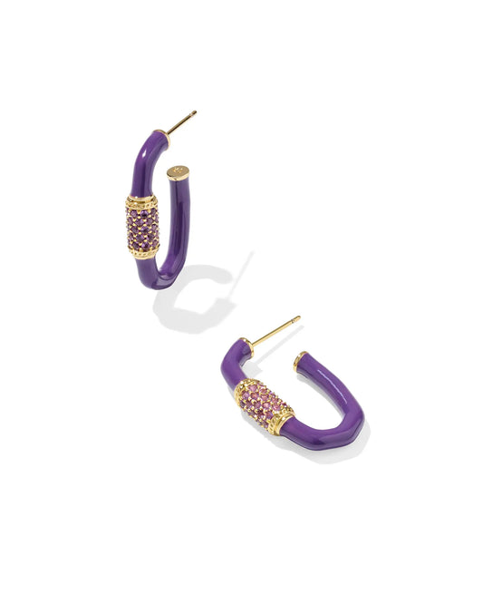 Kendra Scott Emery Enamel Hoop Earrings Gold Purple Mix-Earrings-Kendra Scott-08/21/25,E00848GLD-The Twisted Chandelier